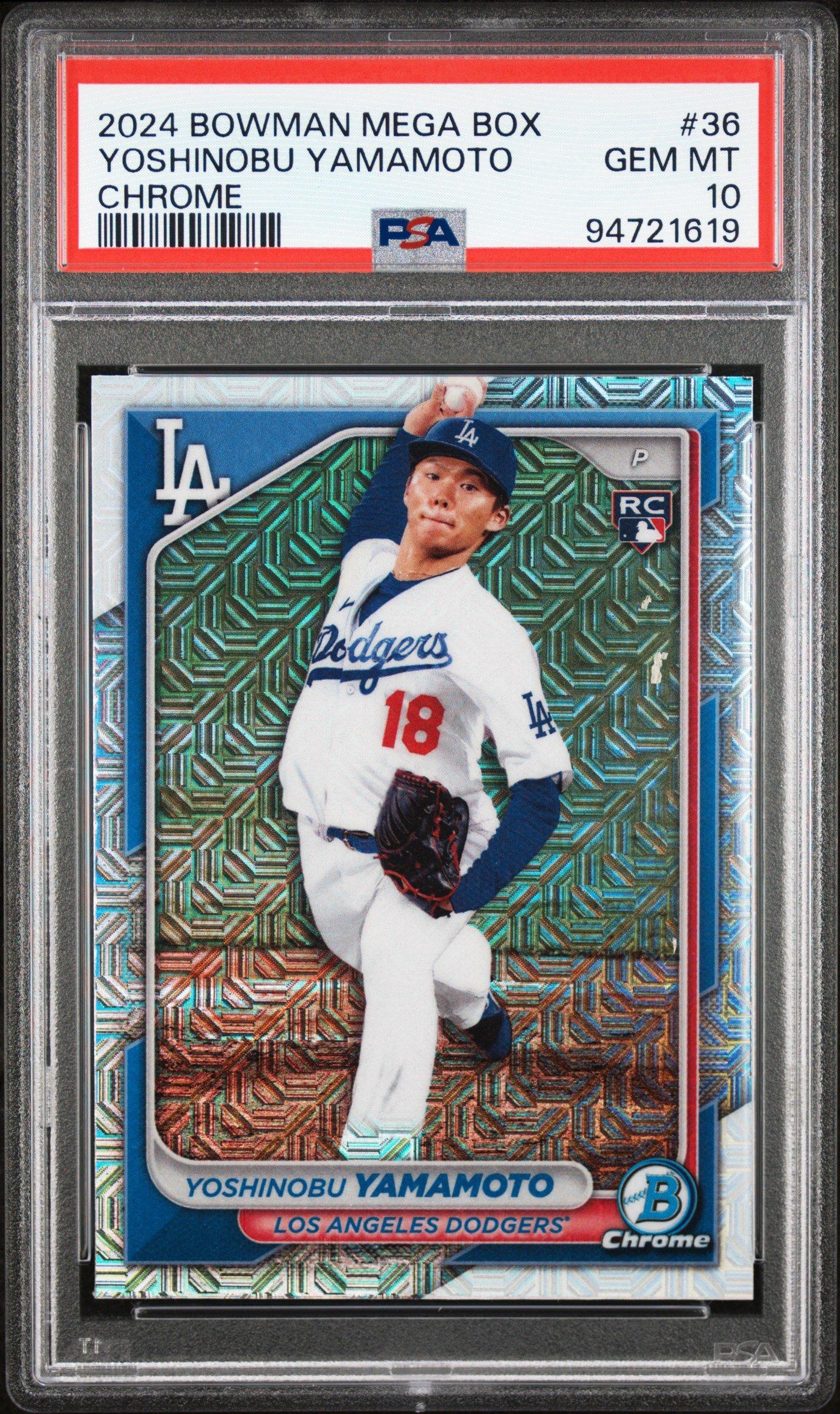 2024 Bowman Mega Box Chrome 36 Yoshinobu Yamamoto PSA 10