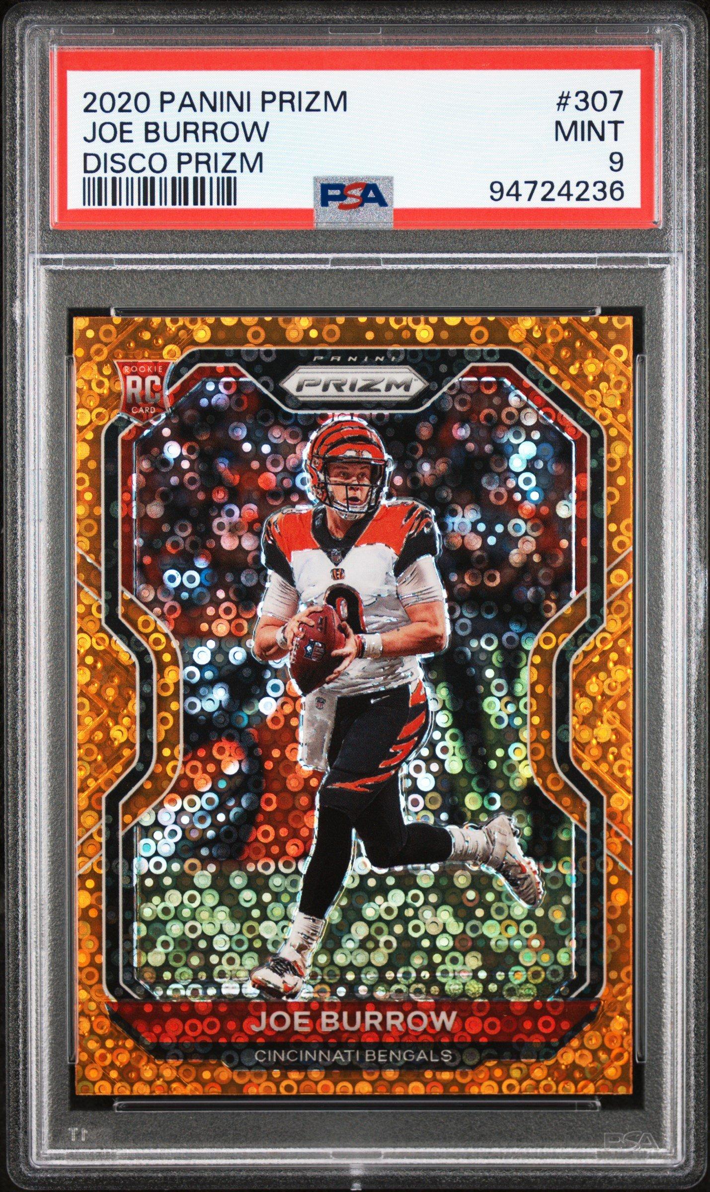 2020 Panini Prizm 307 Joe Burrow Disco Prizm PSA 9