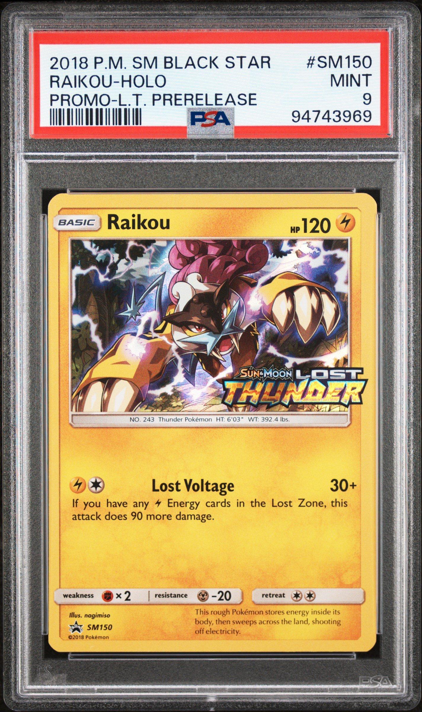 2018 Pokemon Sm Black Star Promo Sm150 Raikou-holo Lost Thunder Prerelease PSA 9