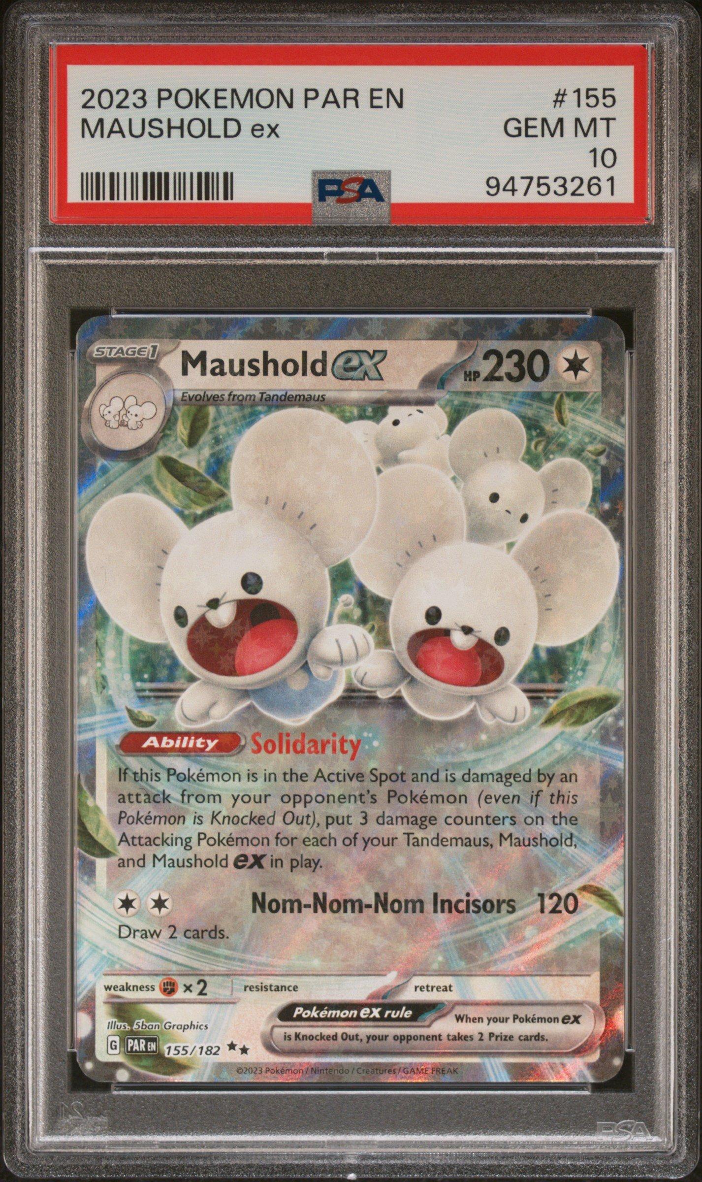 2023 Pokemon Par En-paradox Rift 155 Maushold Ex PSA 10 Graded
