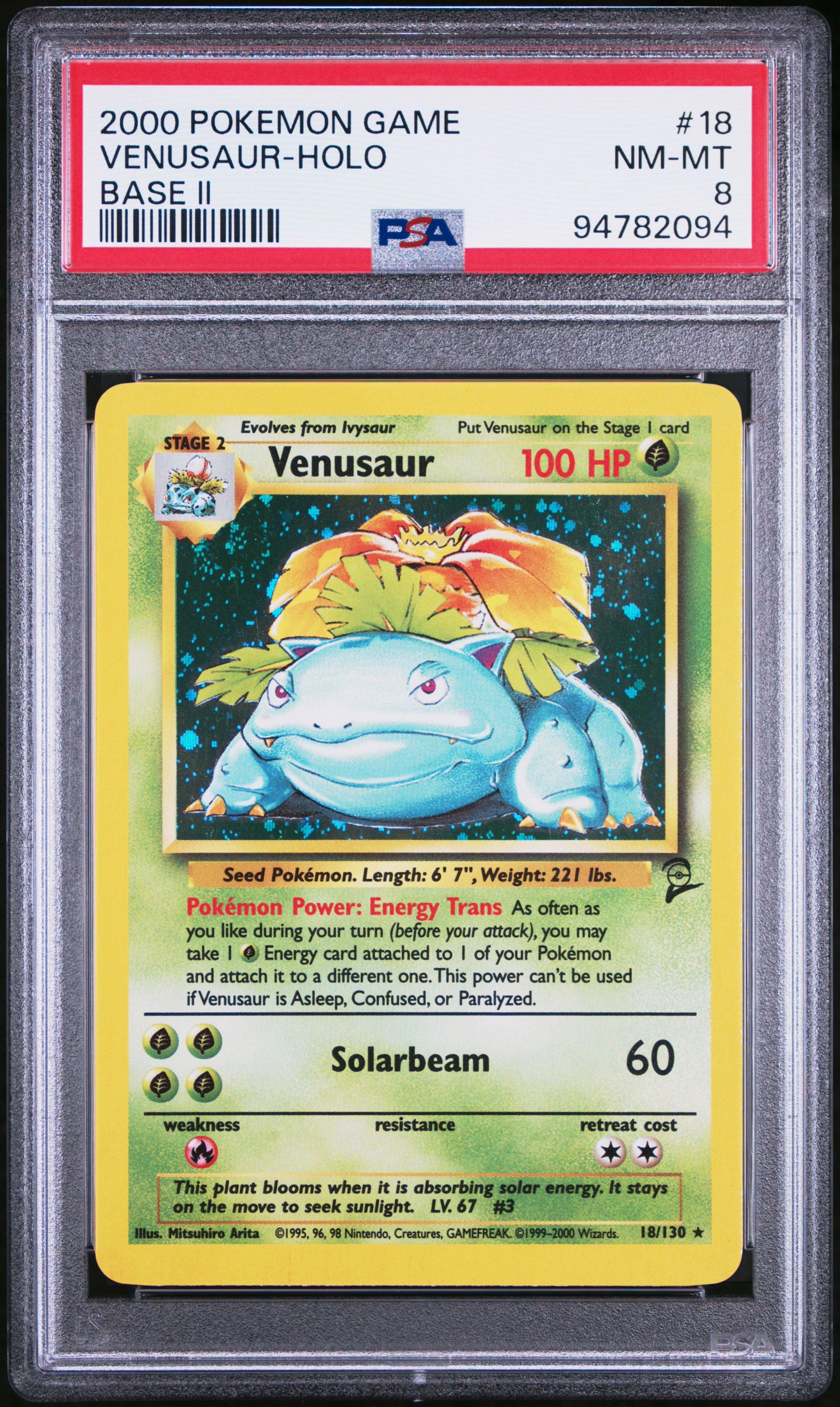 2000 Pokemon Game Base Ii 18 Venusaur-holo PSA 8 Graded Card