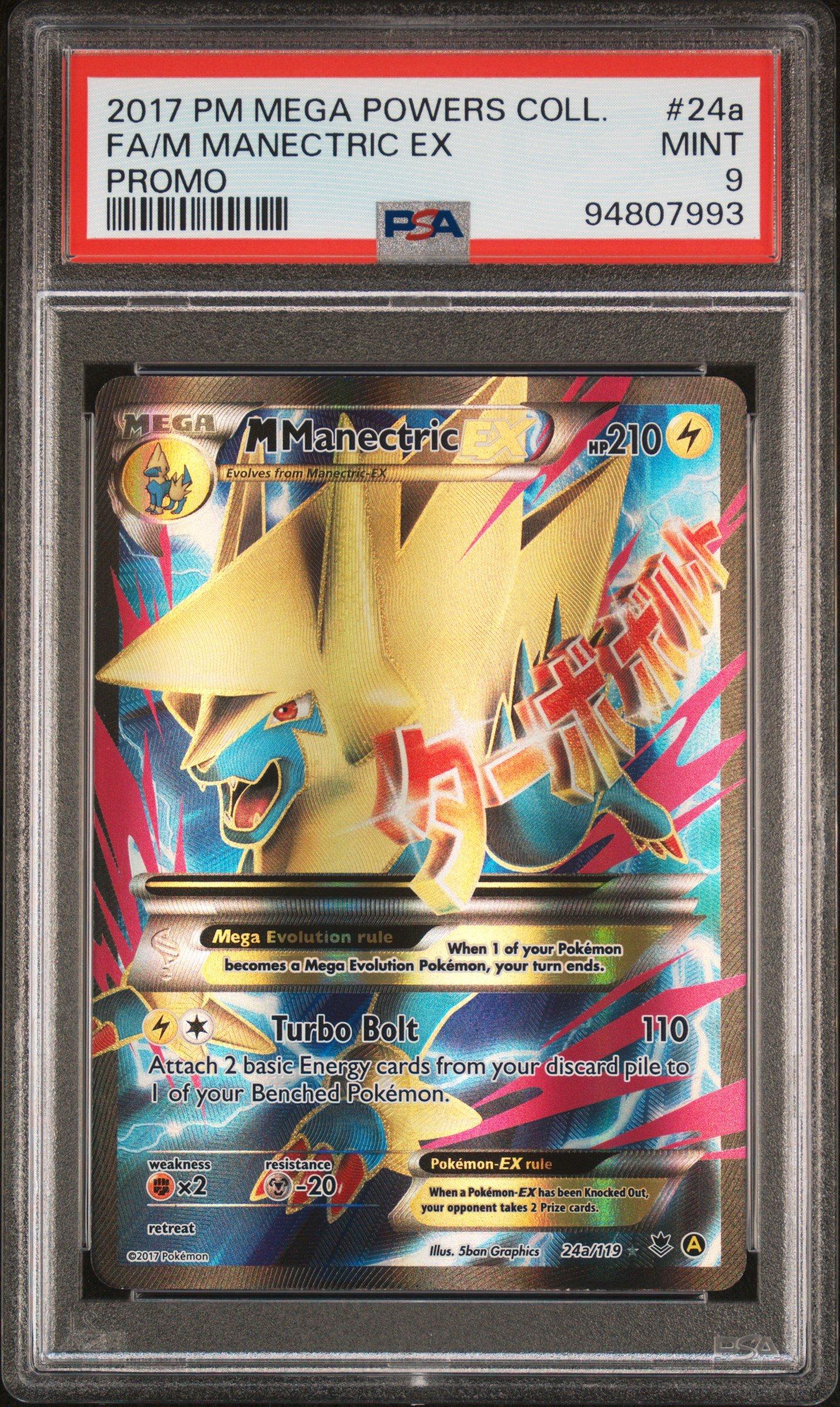 pokemon mega manectric ex card 2017 Pokemon Mega Powers Collection Promo 24a Full Art/m Manectric Ex PSA 9  Graded Card