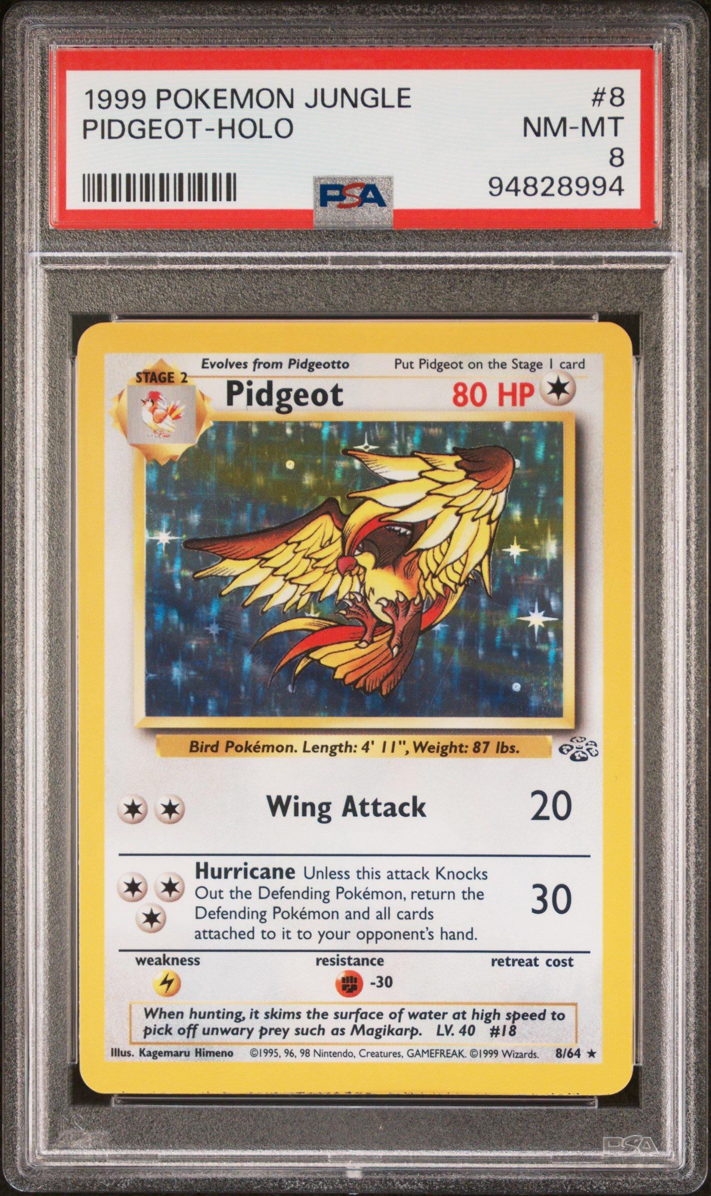 1999 Pokemon Jungle 8 Pidgeot-holo PSA 8