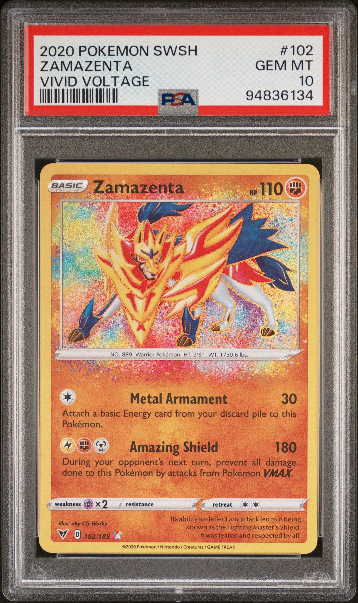 2020 Pokemon Sword & Shield Vivid Voltage 102 Zamazenta PSA 10