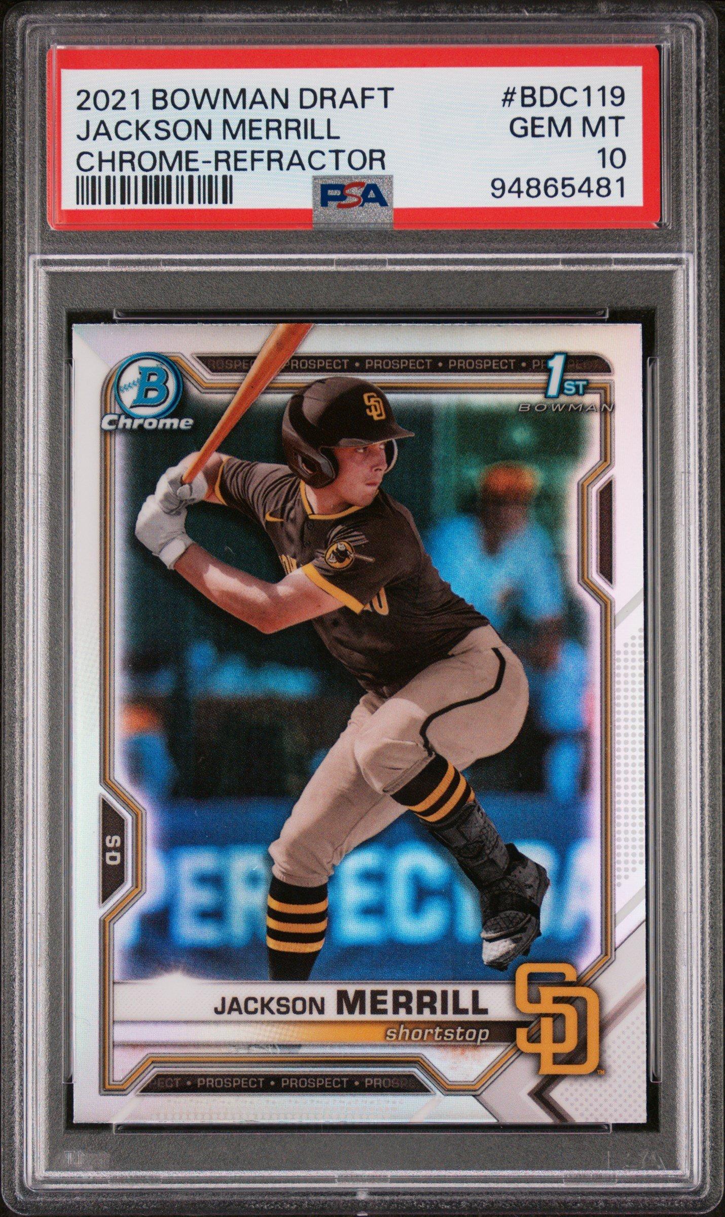 2021 Bowman Draft Bdc119 Jackson Merrill Chrome-refractor PSA 10