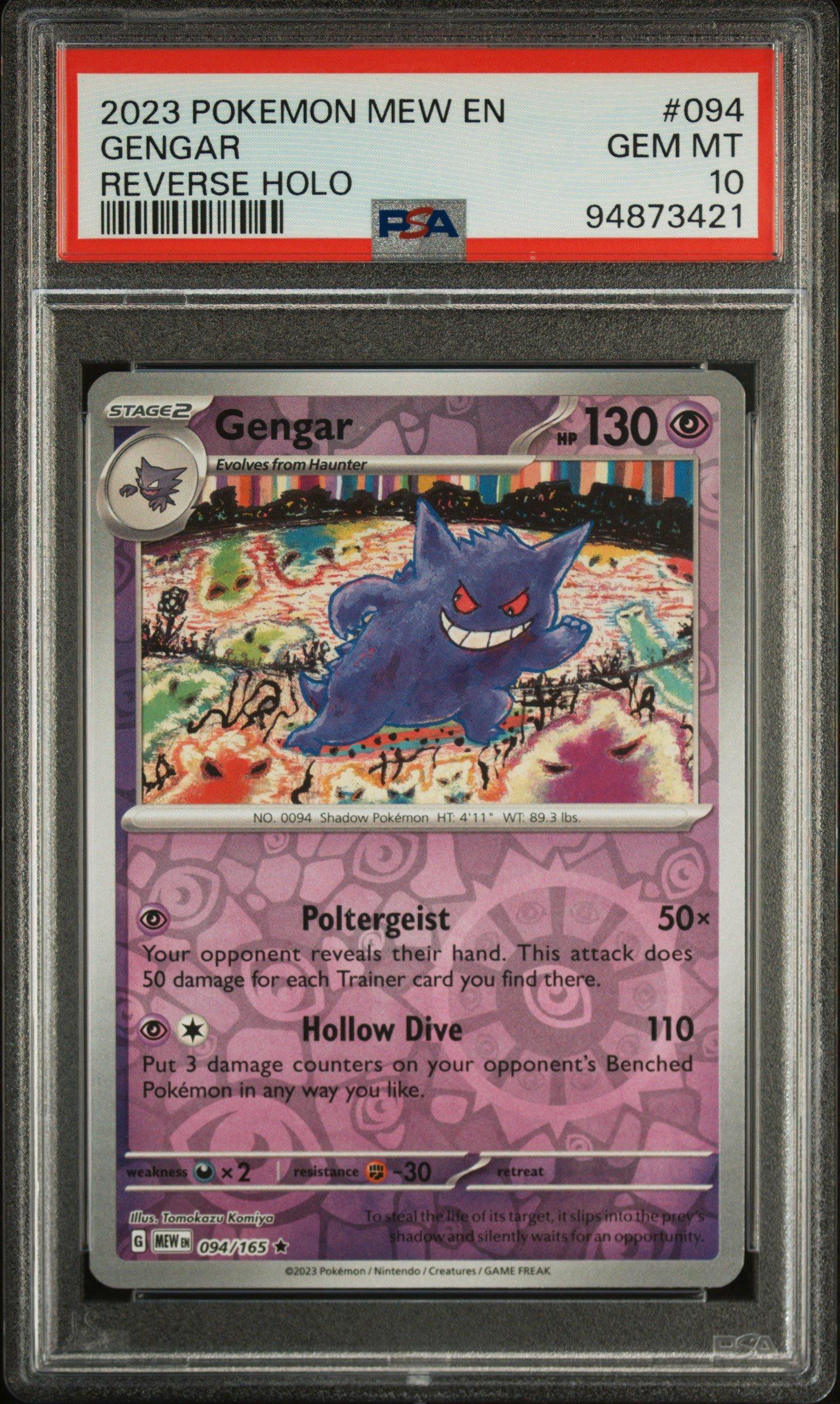 2023 Pokemon Mew En-151 094 Gengar Reverse Holo PSA 10 Graded Card