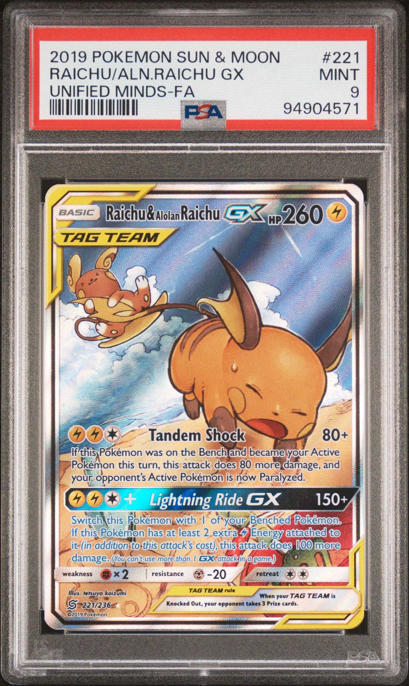2019 Pokemon Sun & Moon Unified Minds 221 Full Art/raichu & Alolan