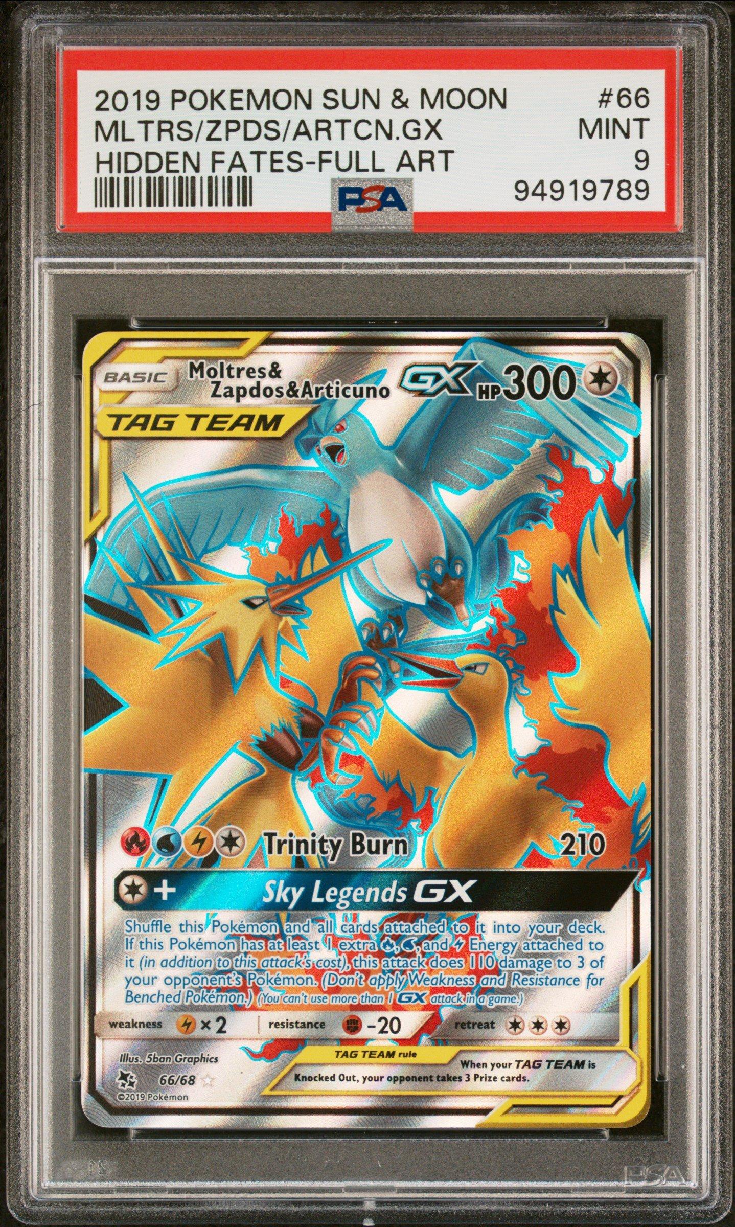 2019 Pokemon Sun & Moon Hidden Fates 66 Full Art/moltres & Zapdos