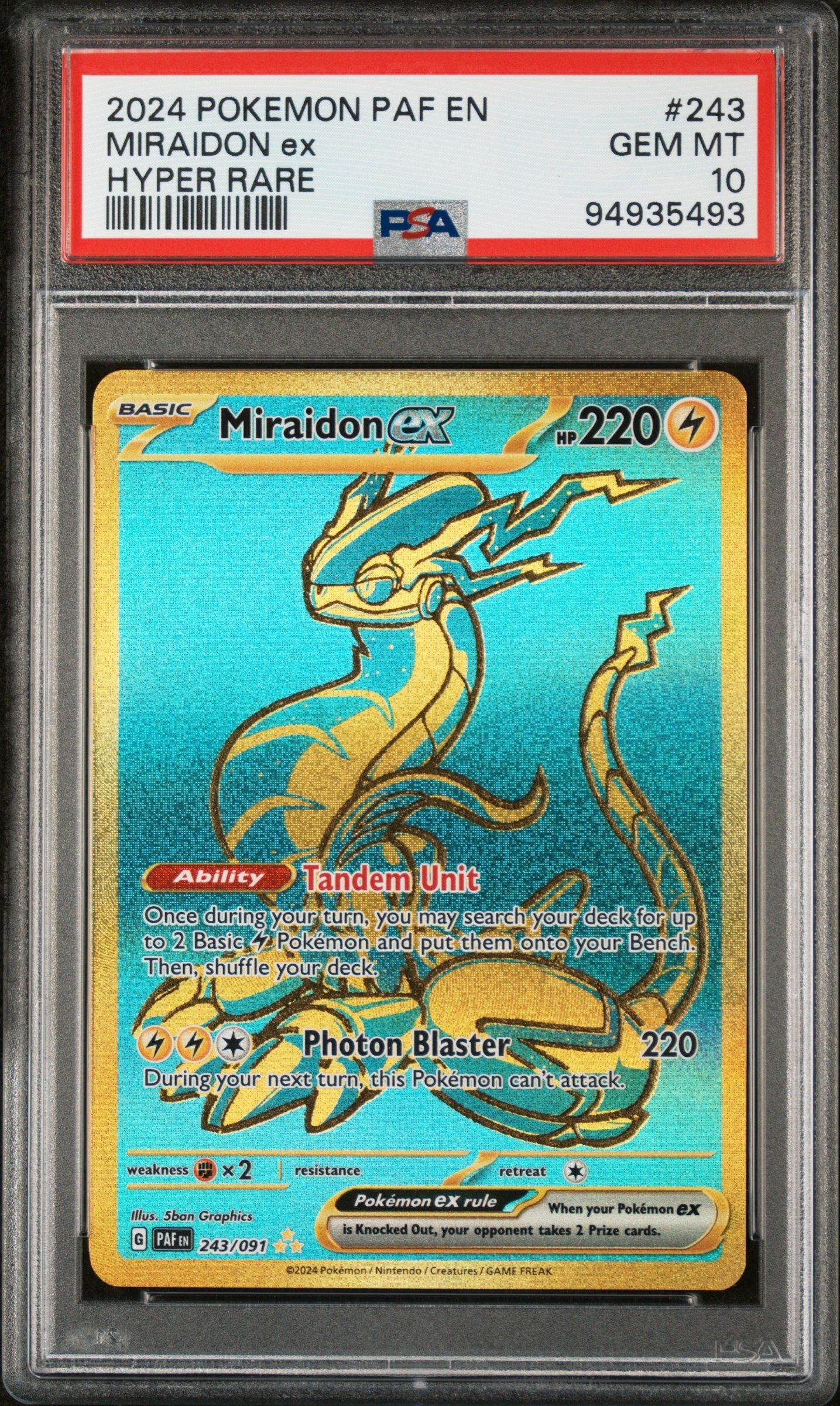 2024 Pokemon Paf En-paldean Fates 243 Miraidon Ex Hyper Rare PSA
