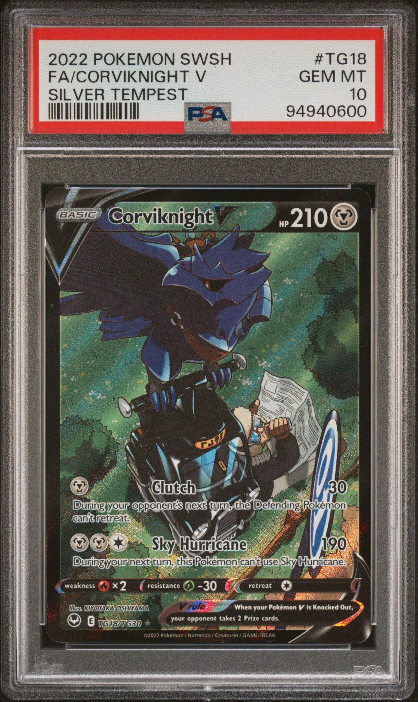 2022 Pokemon Sword & Shield Silver Tempest Tg18 Full Art/corviknight V PSA 10