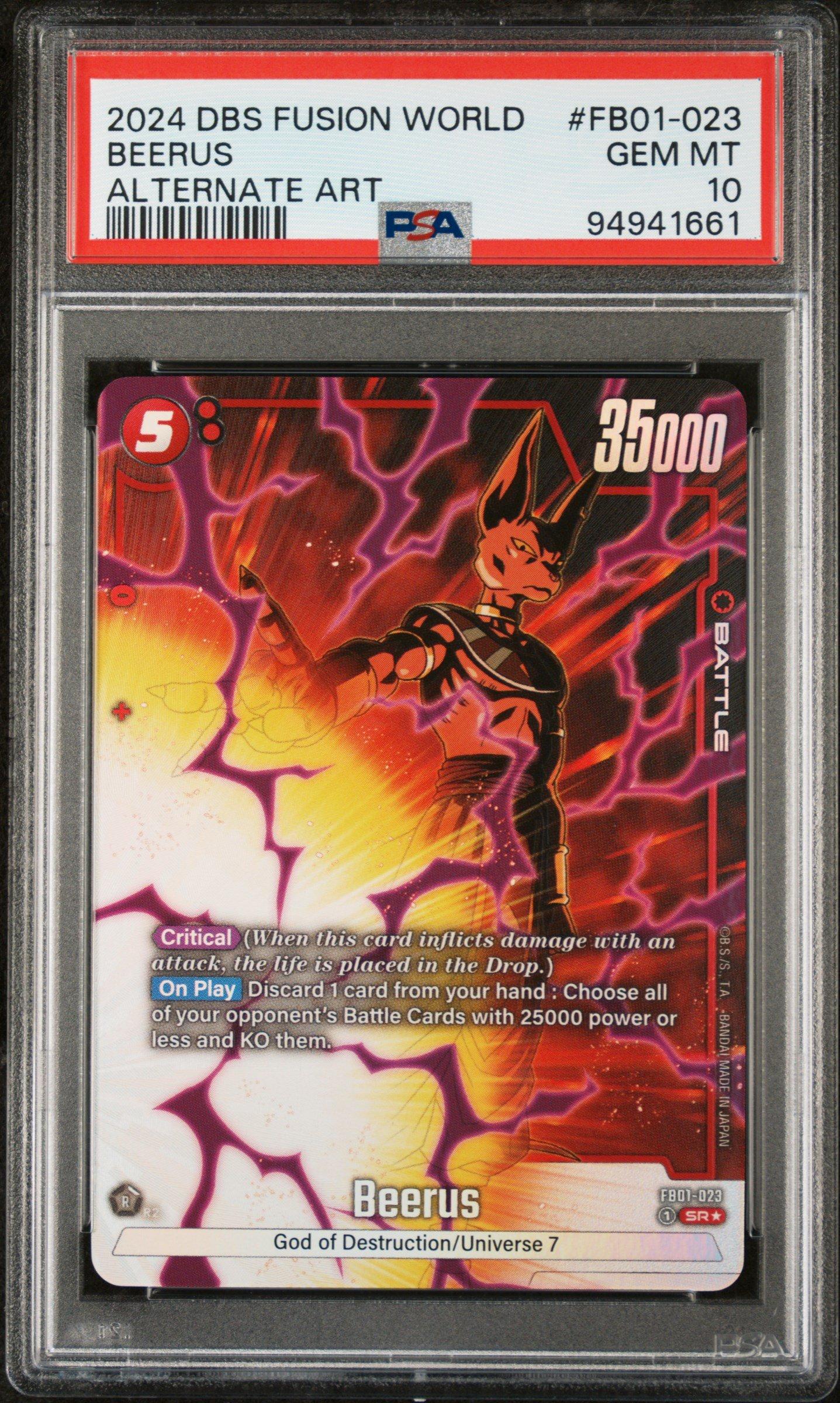 2024 Dragon Ball Super Card Game Fusion World Awakened Pulse Fb01-023 Beerus Alternate Art PSA 10