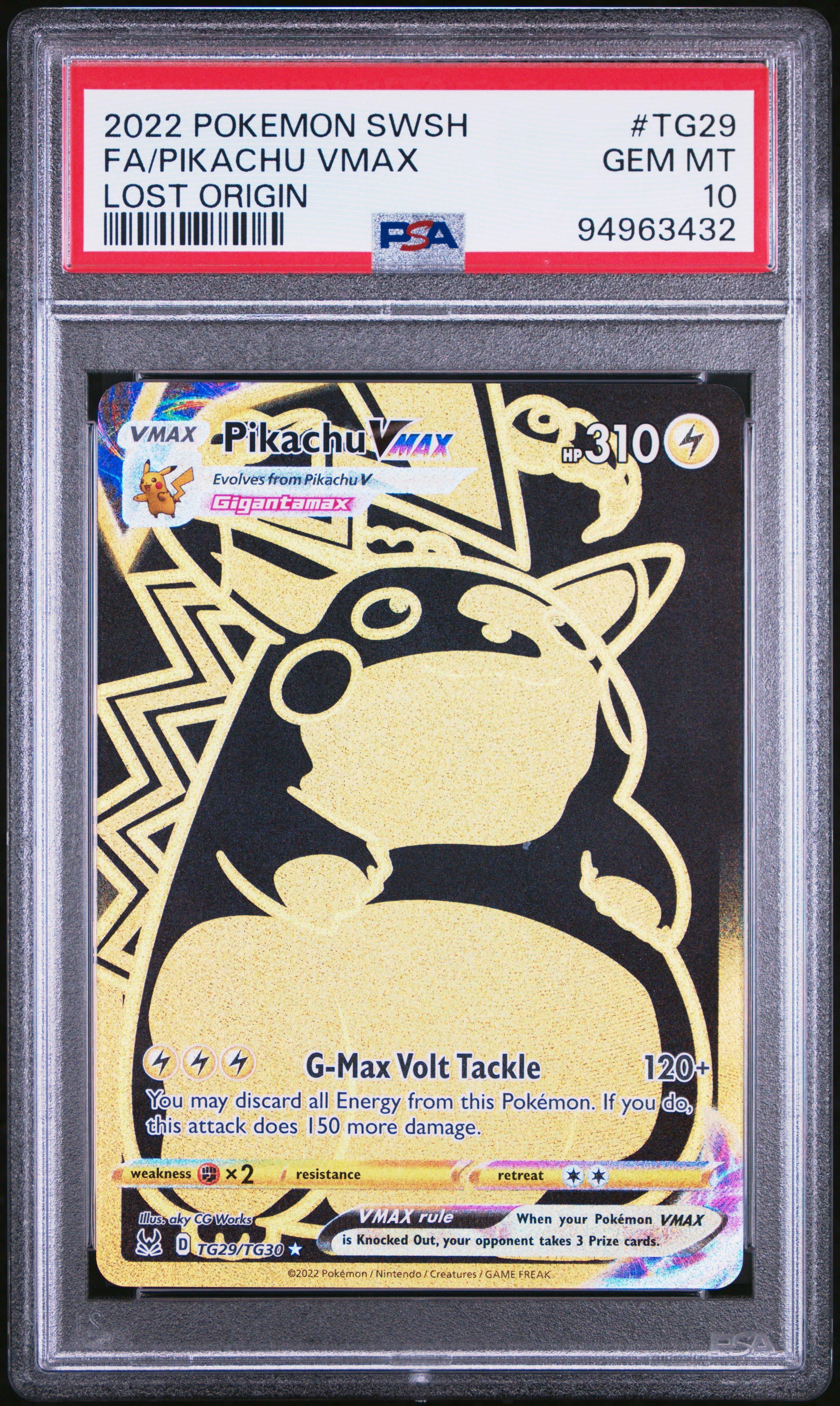 2022 Pokemon Sword & Shield Lost Origin Tg29 Full Art/pikachu Vmax