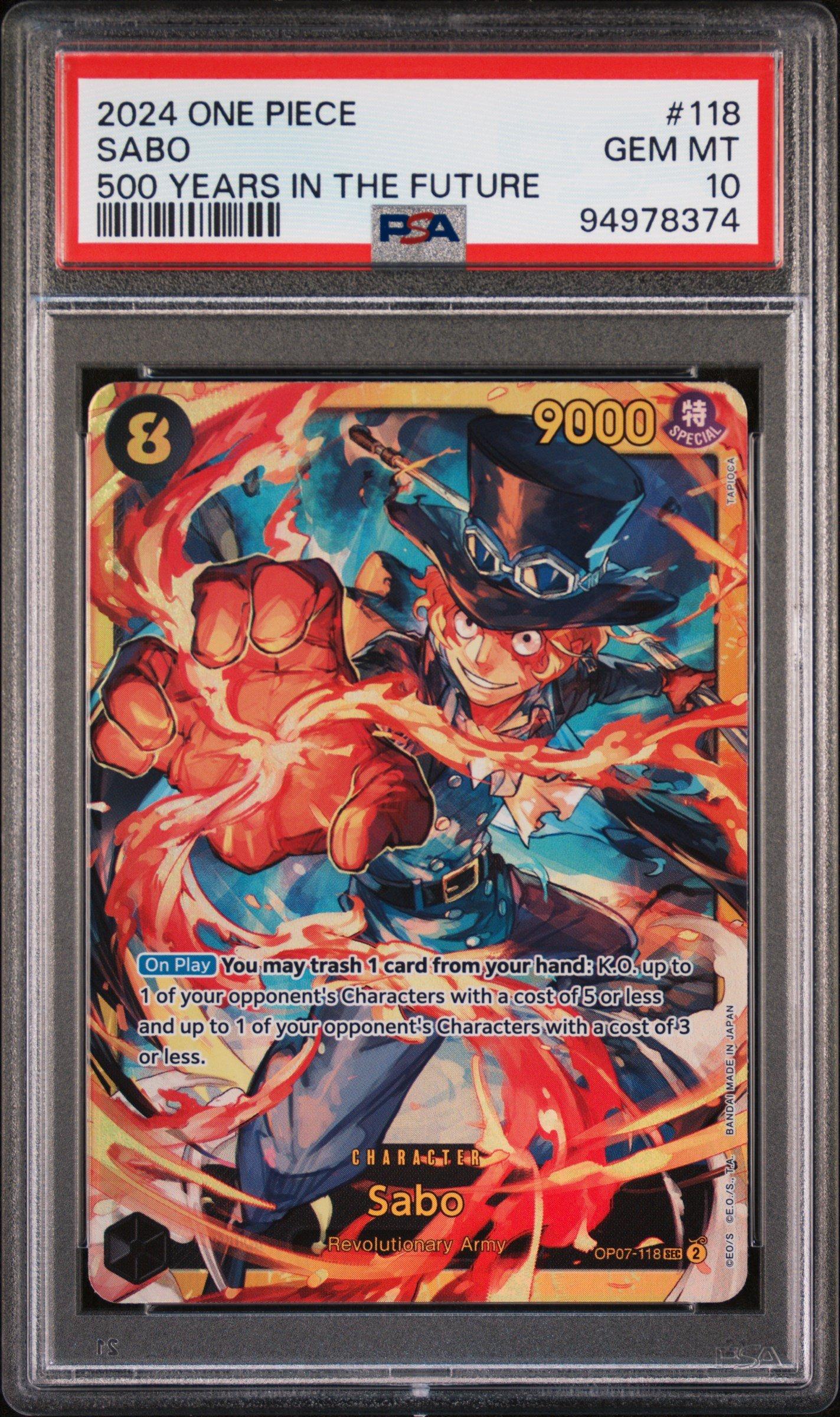 2024 One Piece Op07-500 Years In The Future 118 Sabo PSA 10 Graded