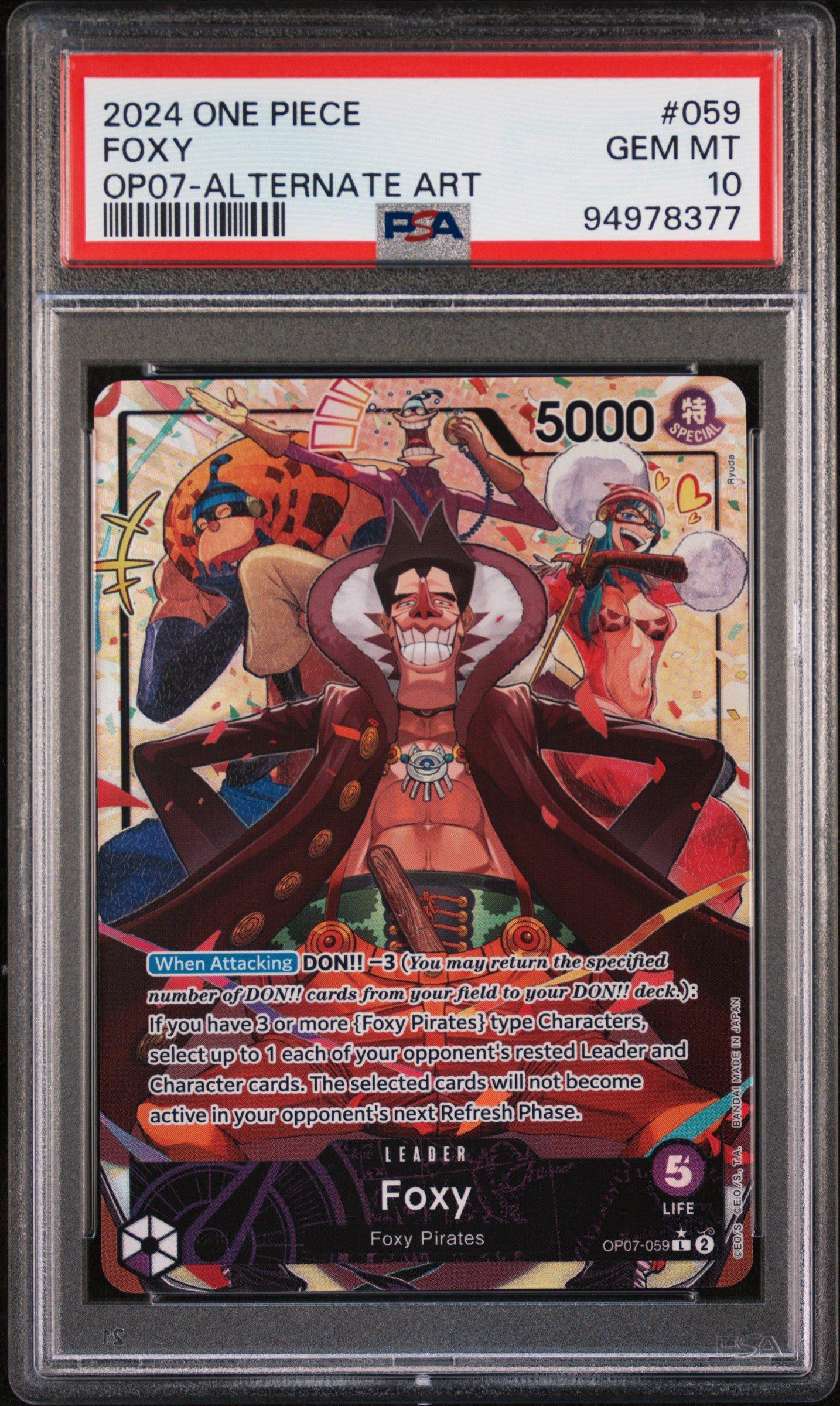 2024 One Piece Op07-500 Years In The Future 059 Foxy Alternate Art PSA 10