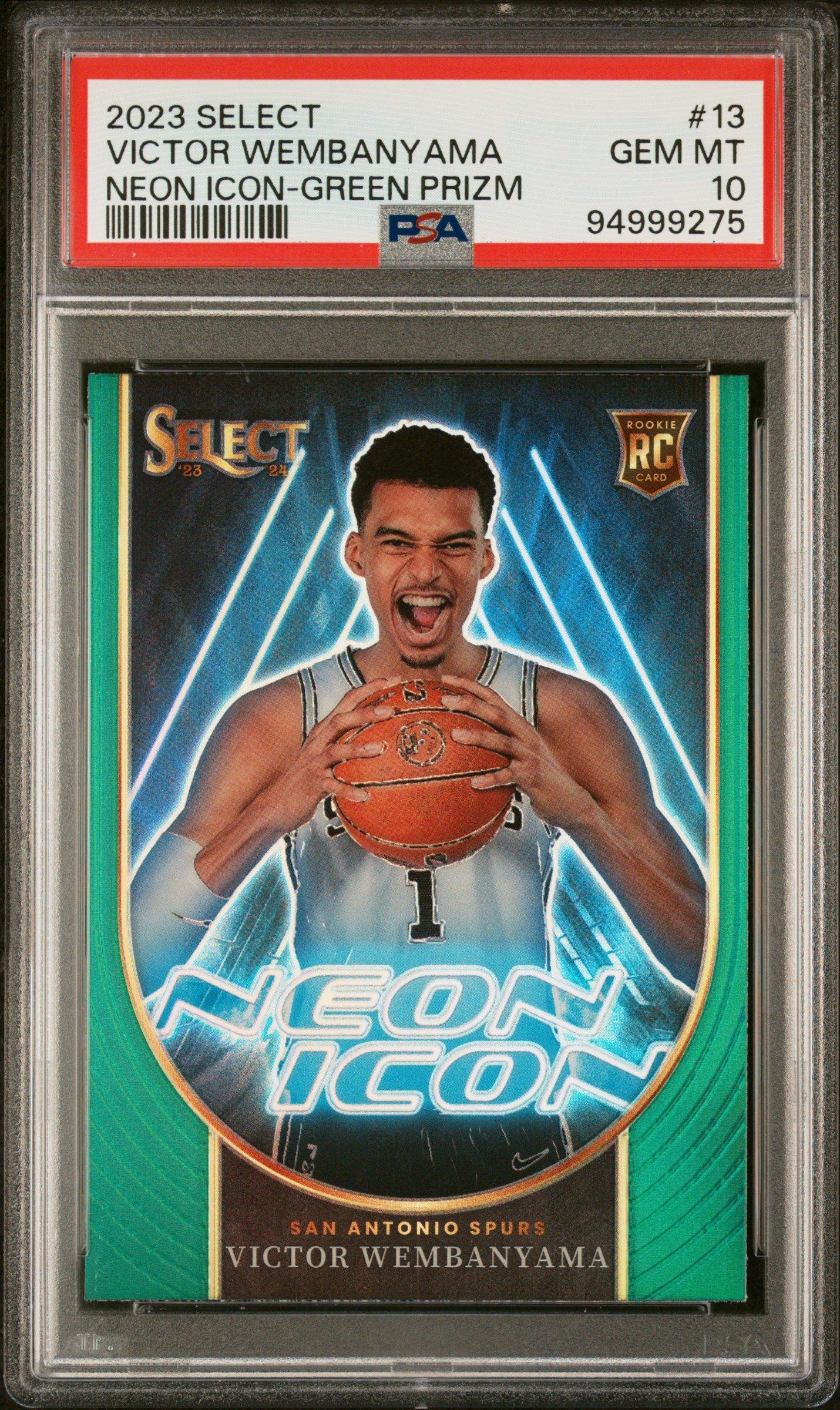 2023 Panini Select Neon Icon 13 Victor Wembanyama Green Prizm PSA 