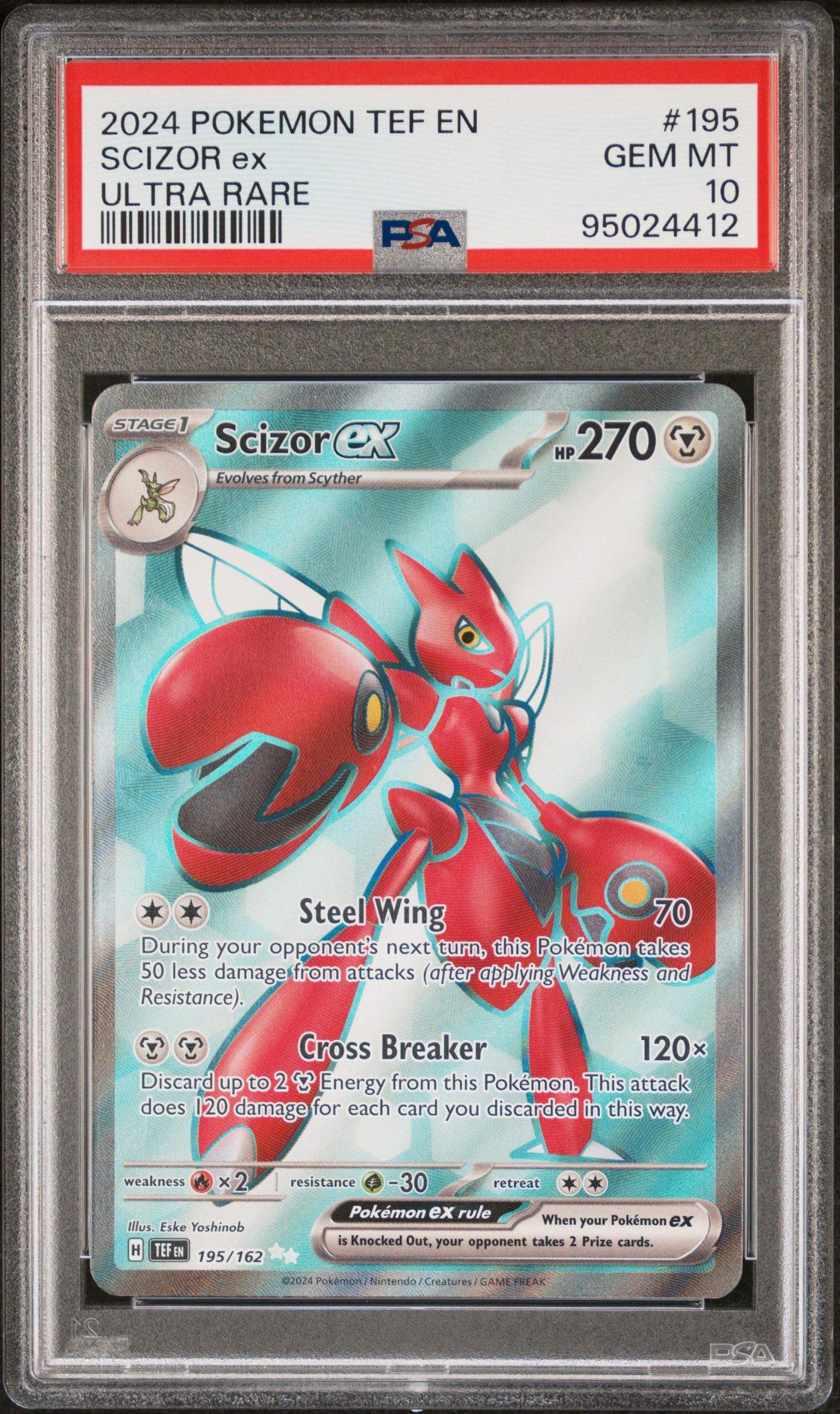 2024 Pokemon Tef En-temporal Forces 195 Scizor Ex Ultra Rare PSA