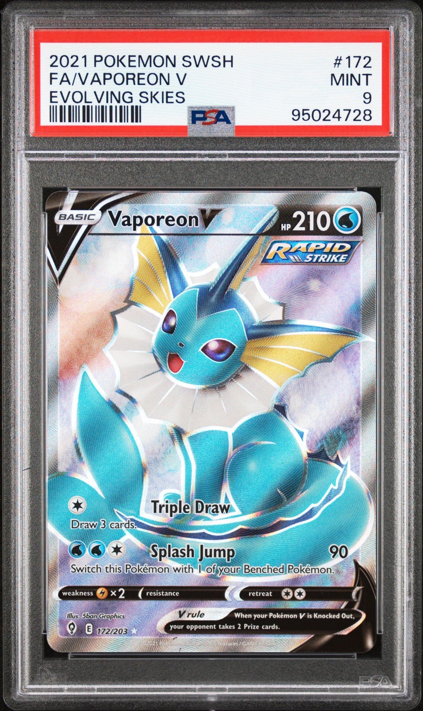 2021 Pokemon Sword & Shield Evolving Skies 172 Full Art/vaporeon V PSA 9  Graded Card | GameStop