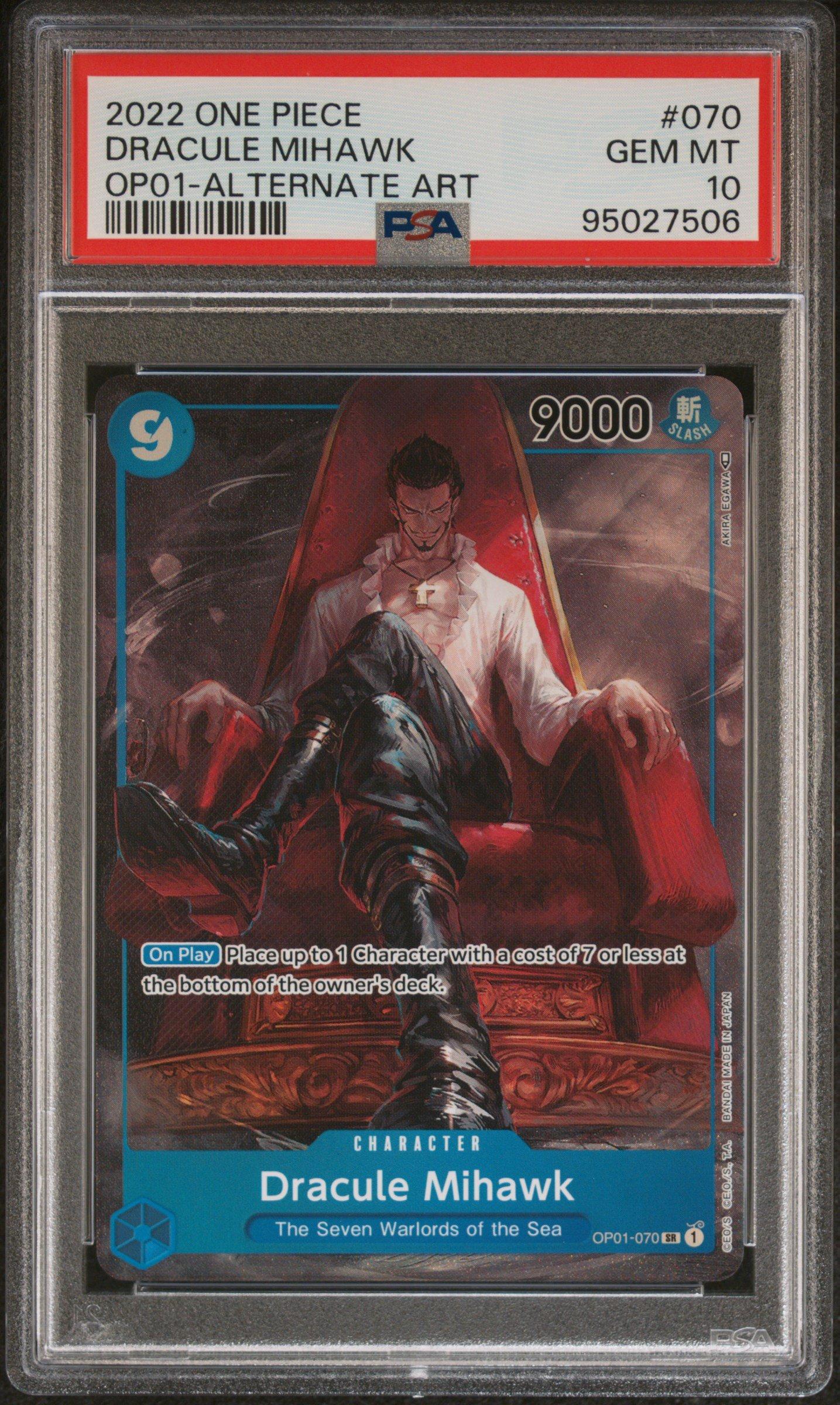2022 One Piece Op01-romance Dawn 070 Dracule Mihawk Alternate Art-errata PSA 10