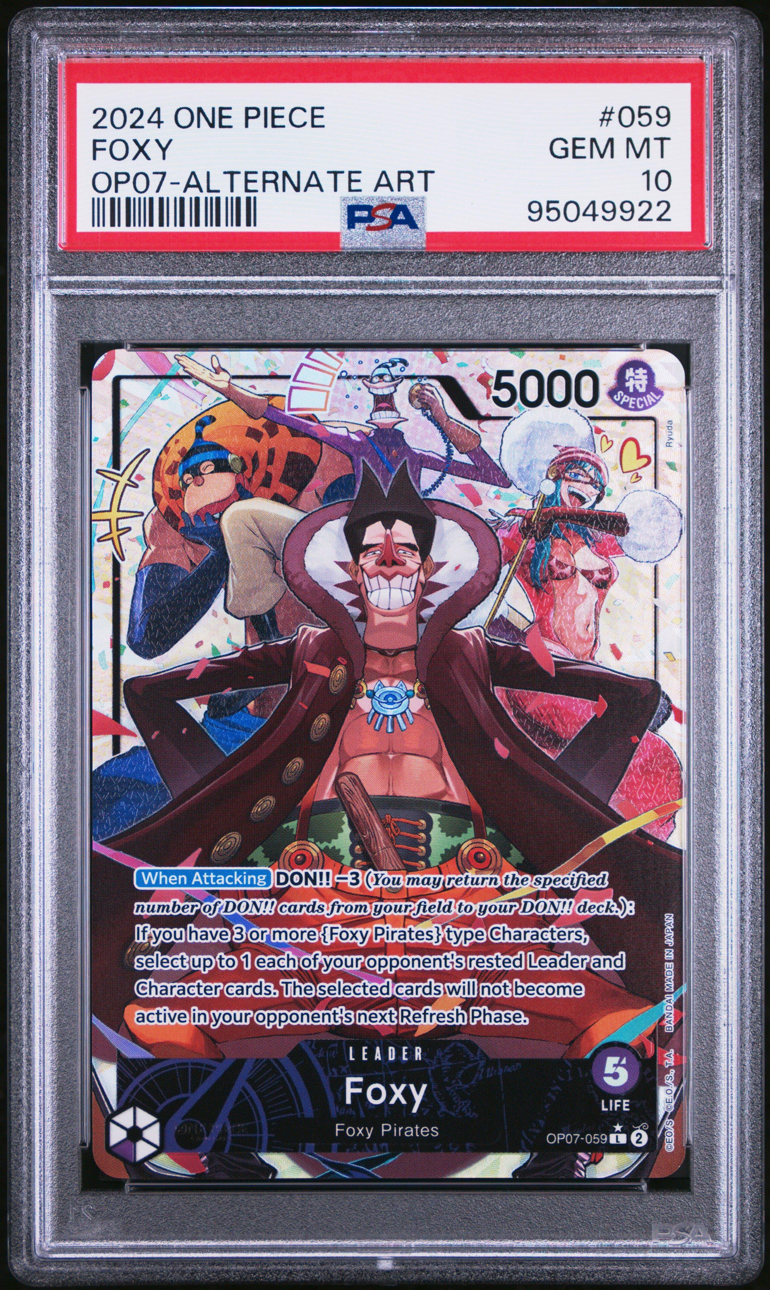 2024 One Piece 500 Years In The Future 059 Foxy Alternate Art PSA 10