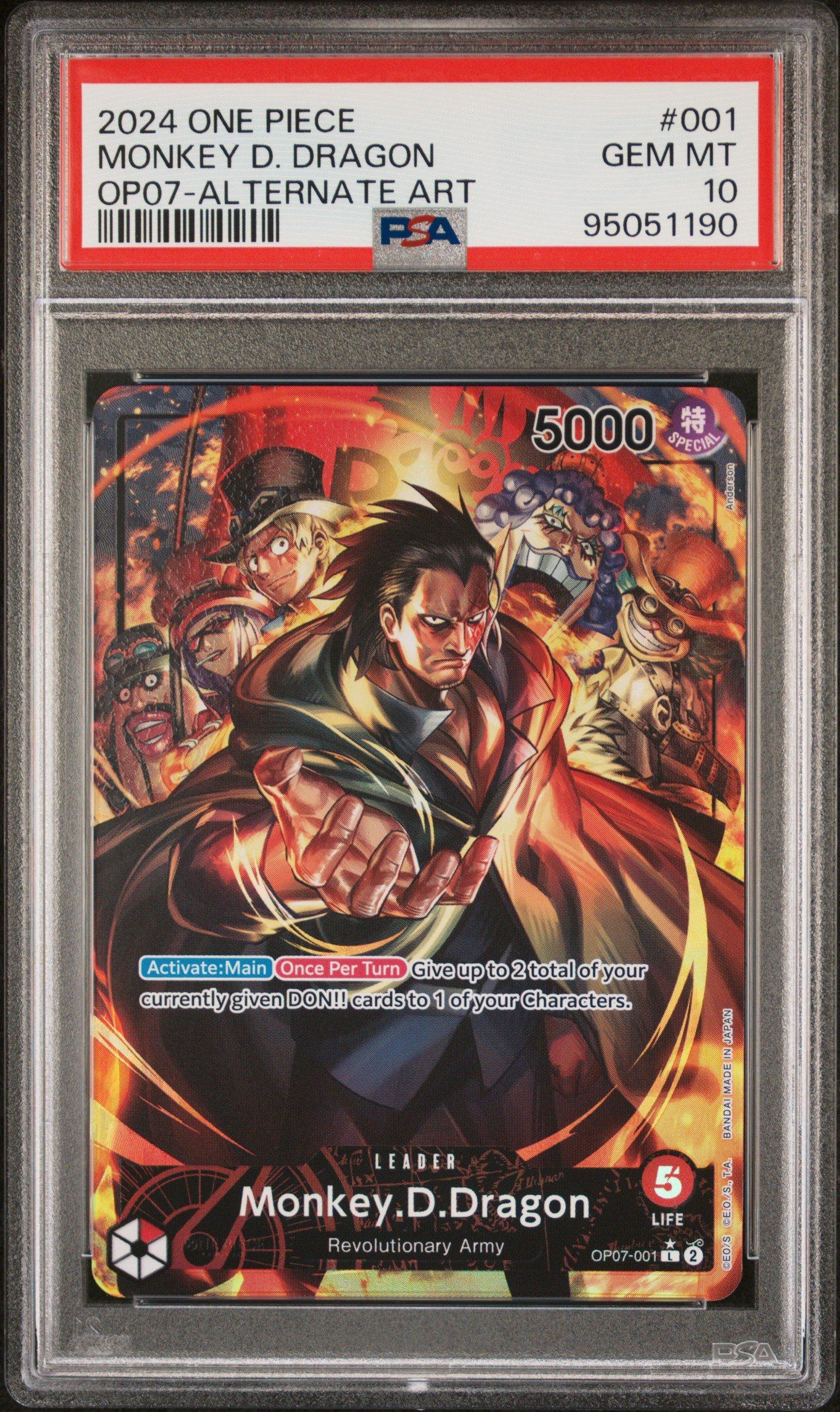 2024 One Piece 500 Years In The Future 001 Monkey D. Dragon Alternate Art PSA 10