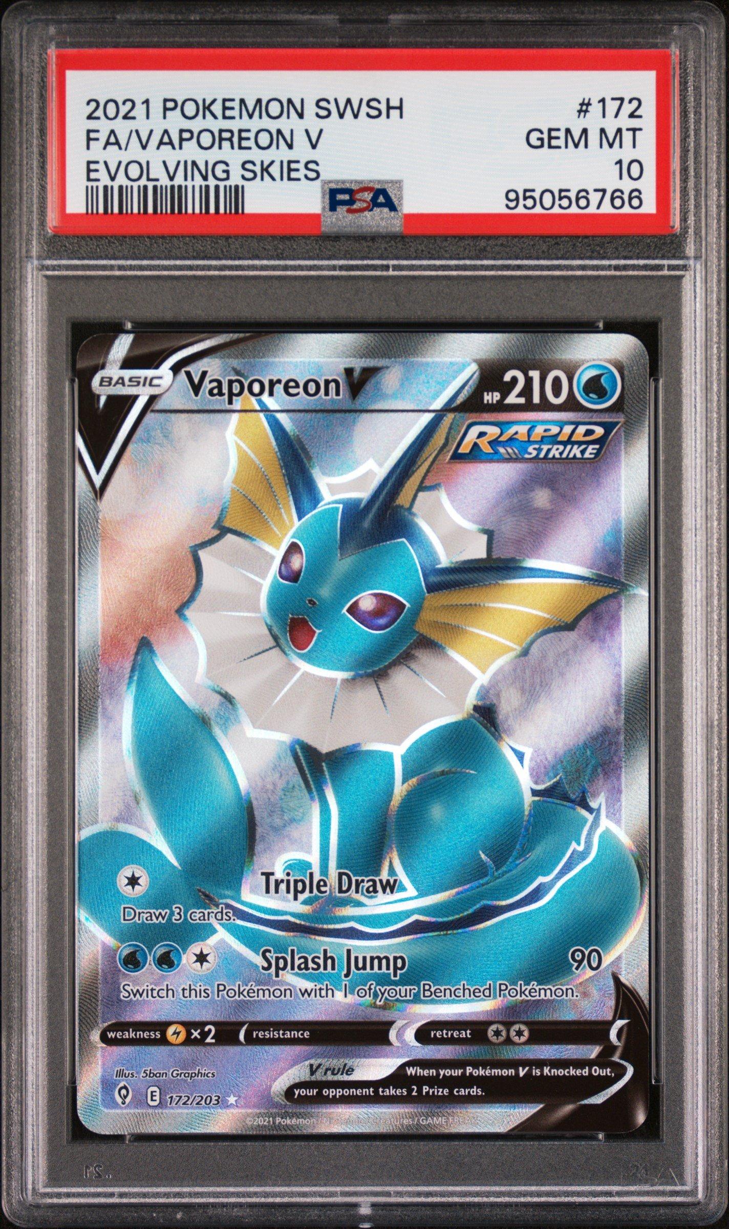 2021 Pokemon Sword & Shield Evolving Skies 172 Full Art/vaporeon V