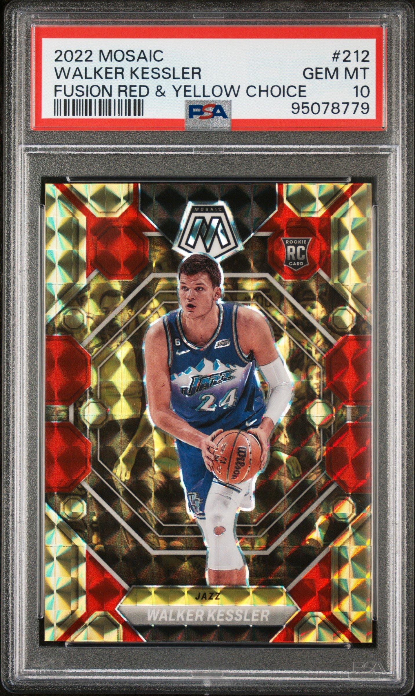 2022 Panini Mosaic 212 Walker Kessler Fusion Red & Yellow Choice PSA 10