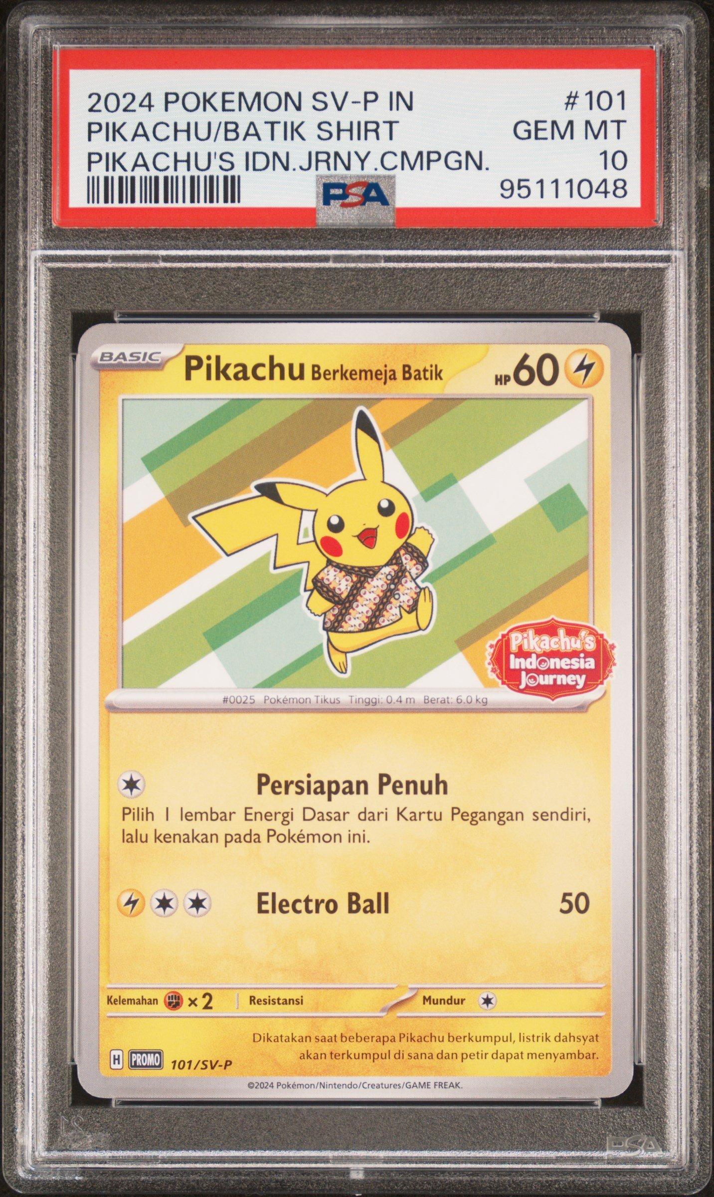 2024 Pokemon Indonesian Sv-p Promo 101 Pikachu In Batik Shirt