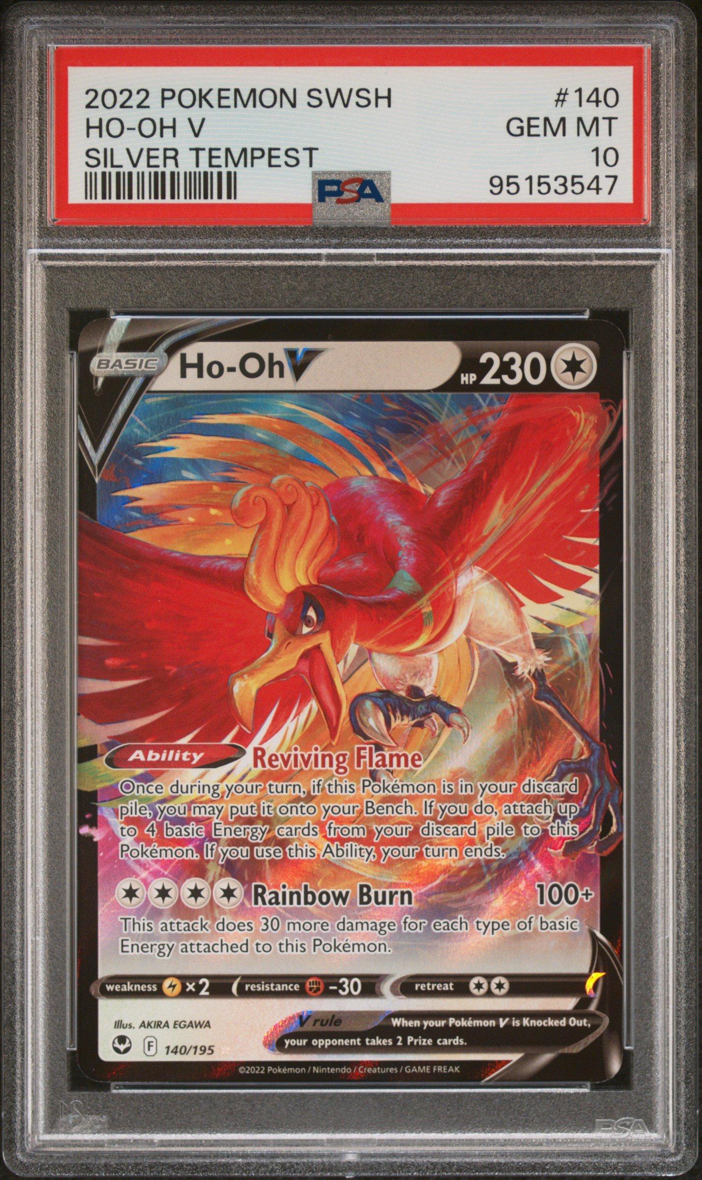 2022 Pokemon Sword & Shield Silver Tempest 140 Ho-oh V PSA 10