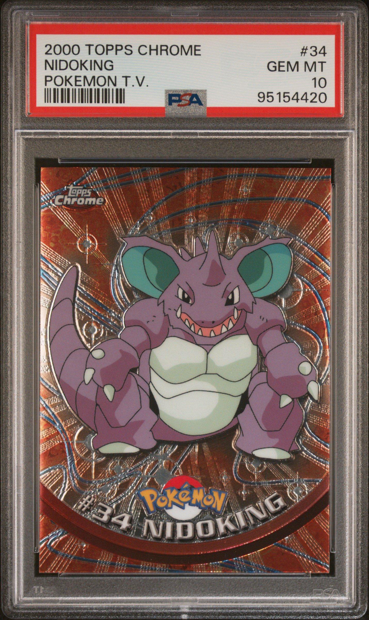 2000 Topps Chrome Pokemon T.v. 34 Nidoking PSA 10 Graded Card