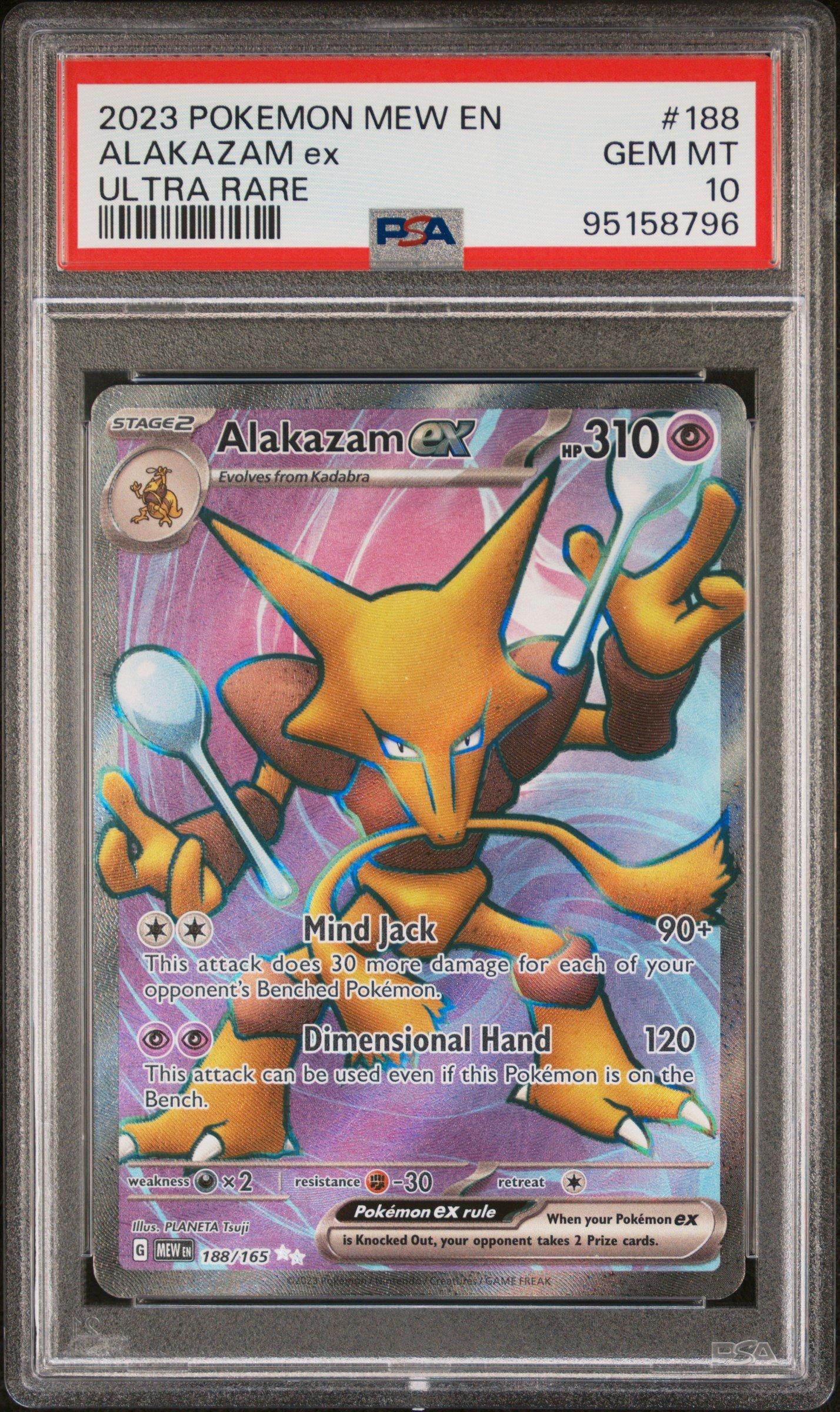 2023 Pokemon Mew En-151 188 Alakazam Ex Ultra Rare PSA 10 Graded