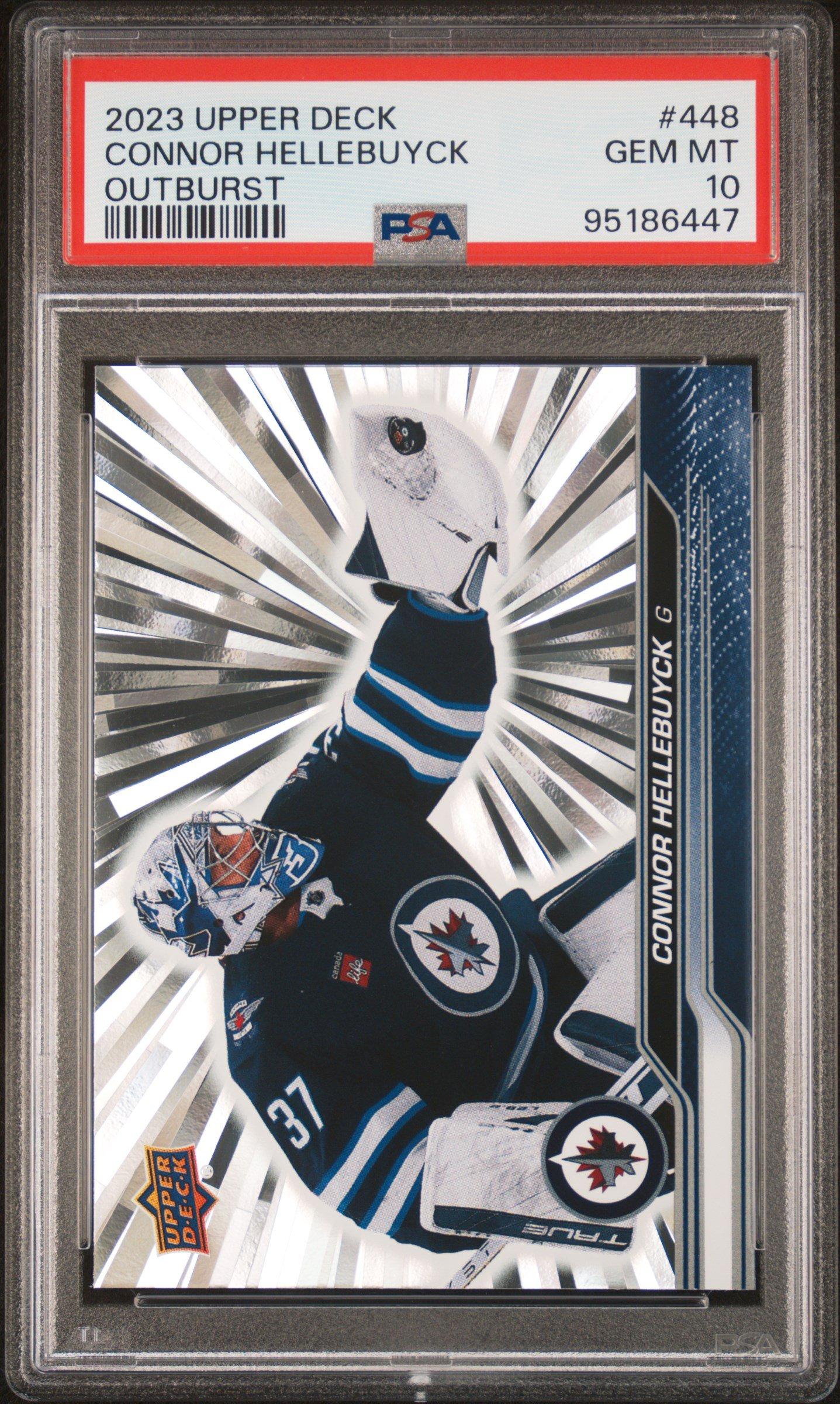 2023 Upper Deck 448 Connor Hellebuyck Outburst PSA 10