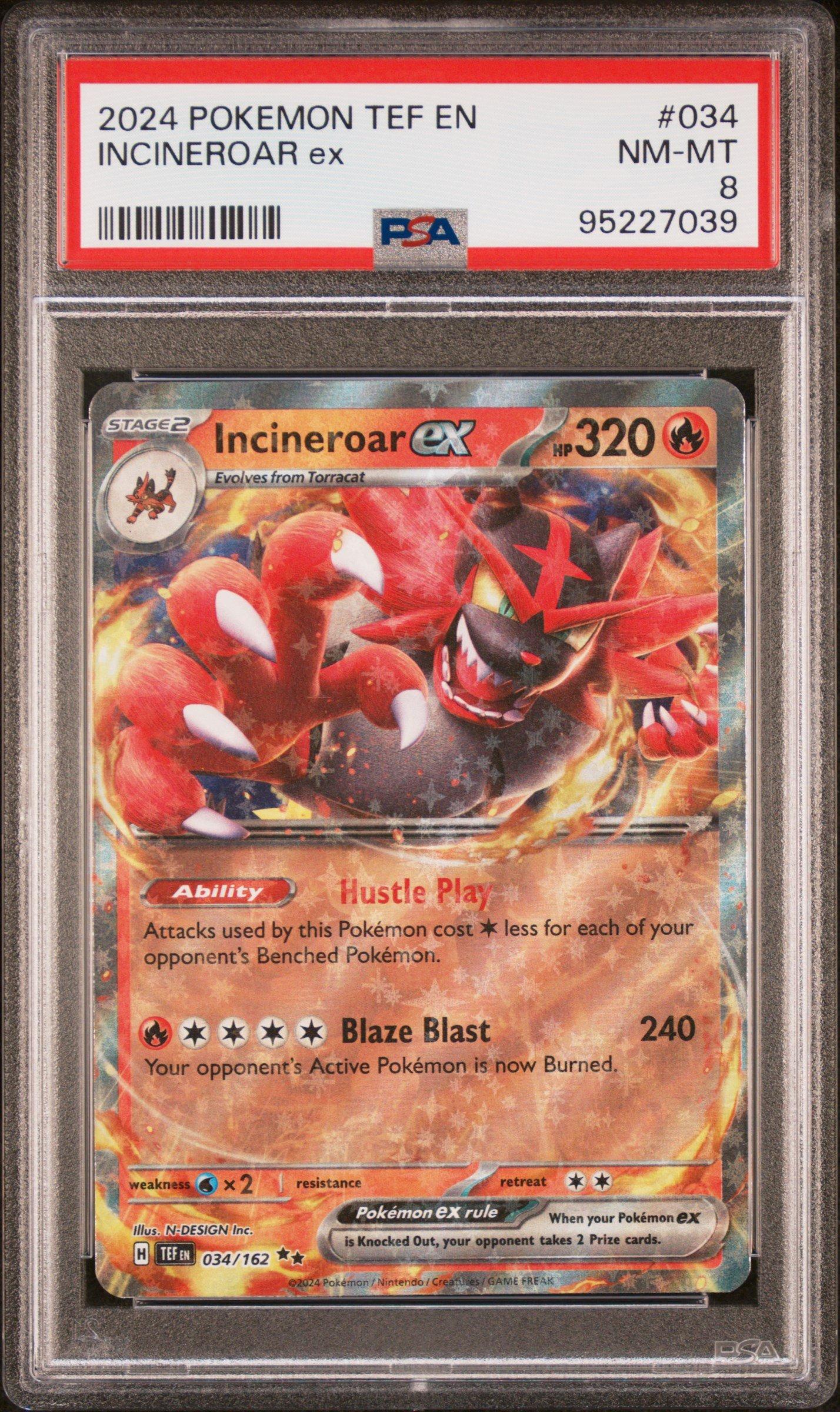 2024 Pokemon Tef En-temporal Forces 034 Incineroar Ex PSA