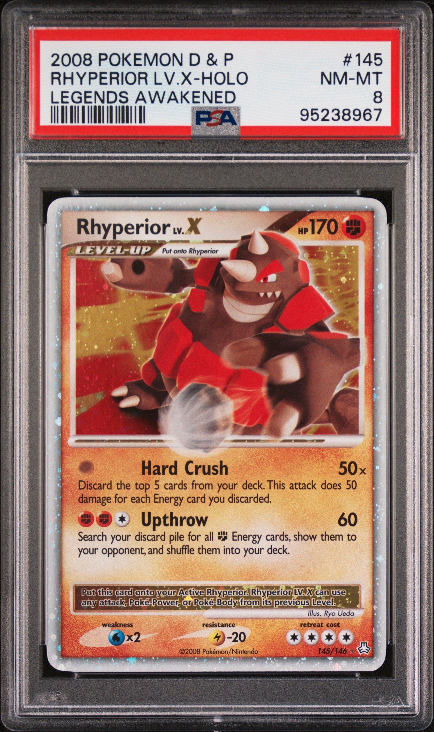 2008 Pokemon Diamond & Pearl Legends Awakened 145 Rhyperior Lv.x-holo PSA 8
