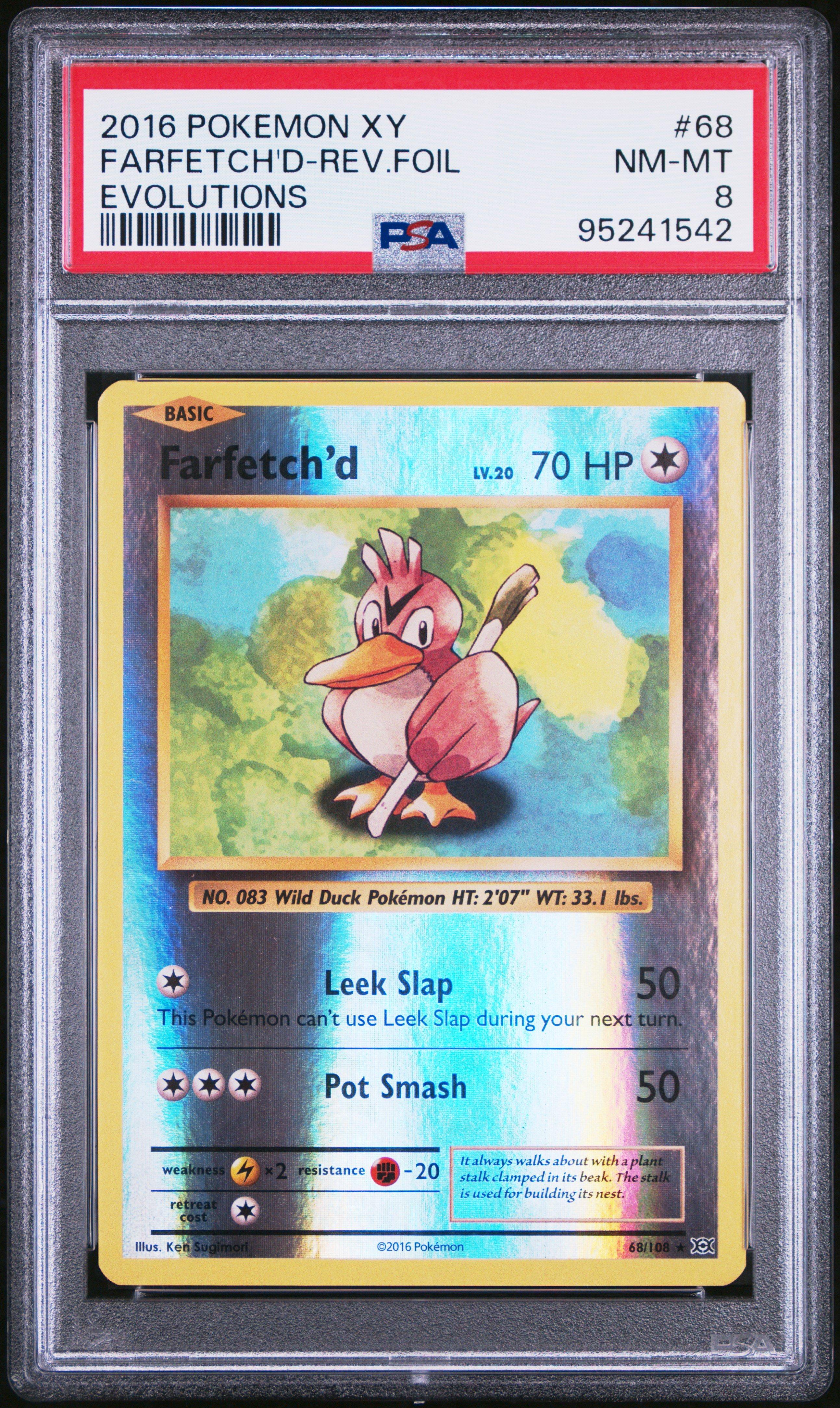 farfetch pokemon card Farfetch'd - 45/68 - Hidden Fates Colorless Leek Lash (20+) This attack does 10 more damage for each damage counter on your opponents Active Pokémon Farfetch'd Eevee Grove Pokemon Pocket