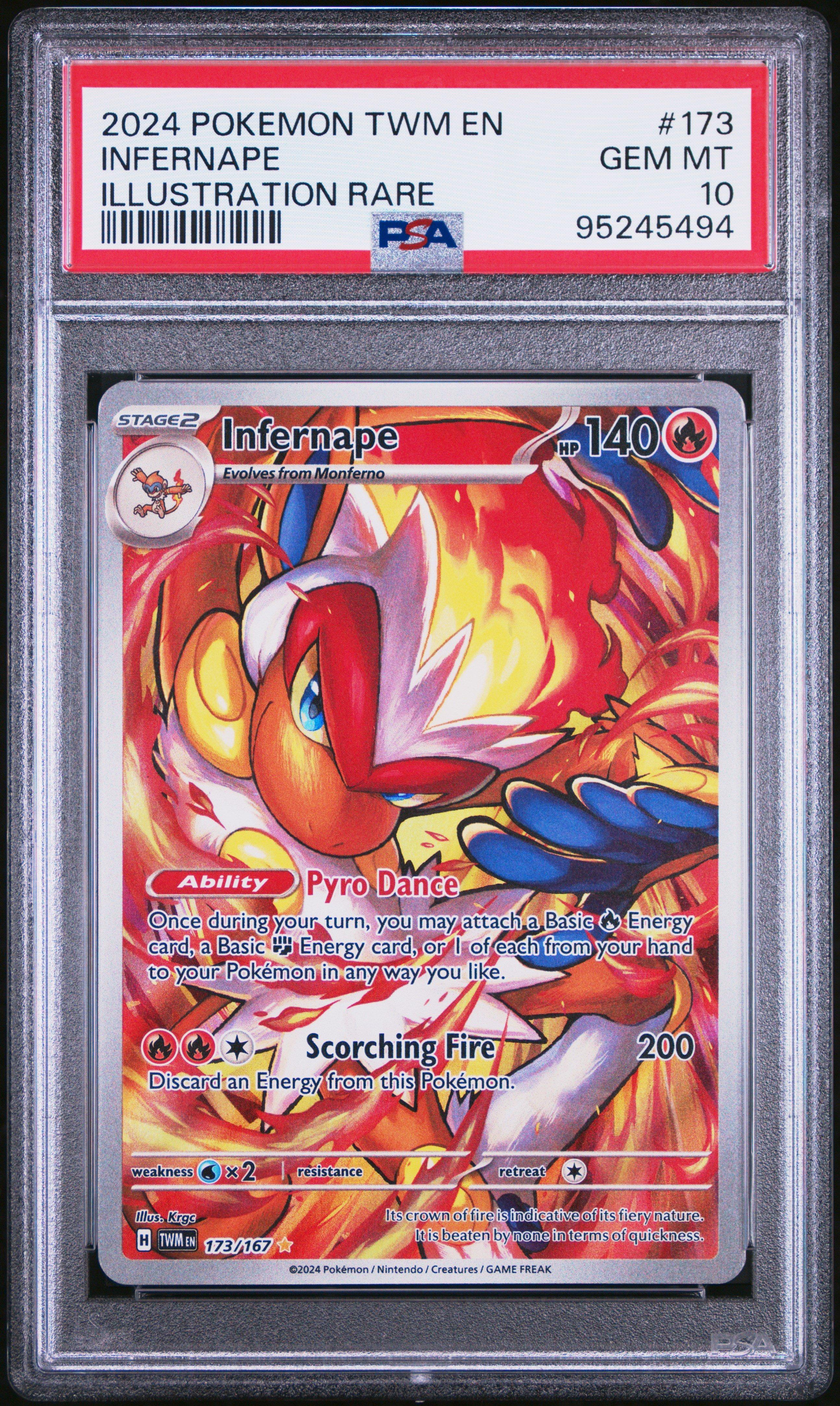 2024 Pokemon Twm En-Twilight Masquerade 173 Infernape Illustration Rare PSA 10