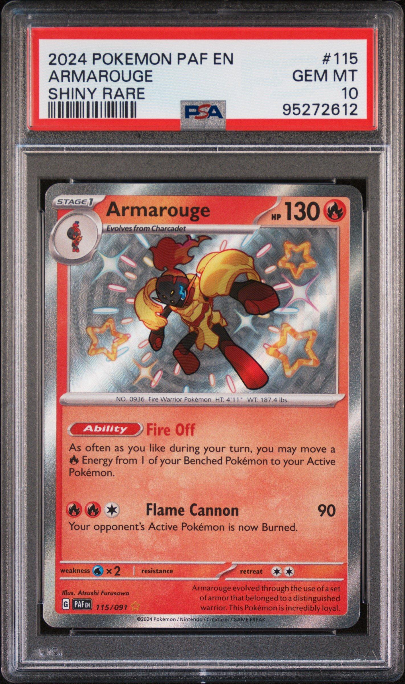 2024 Pokemon Paf En-paldean Fates 115 Armarouge Shiny Rare PSA 10