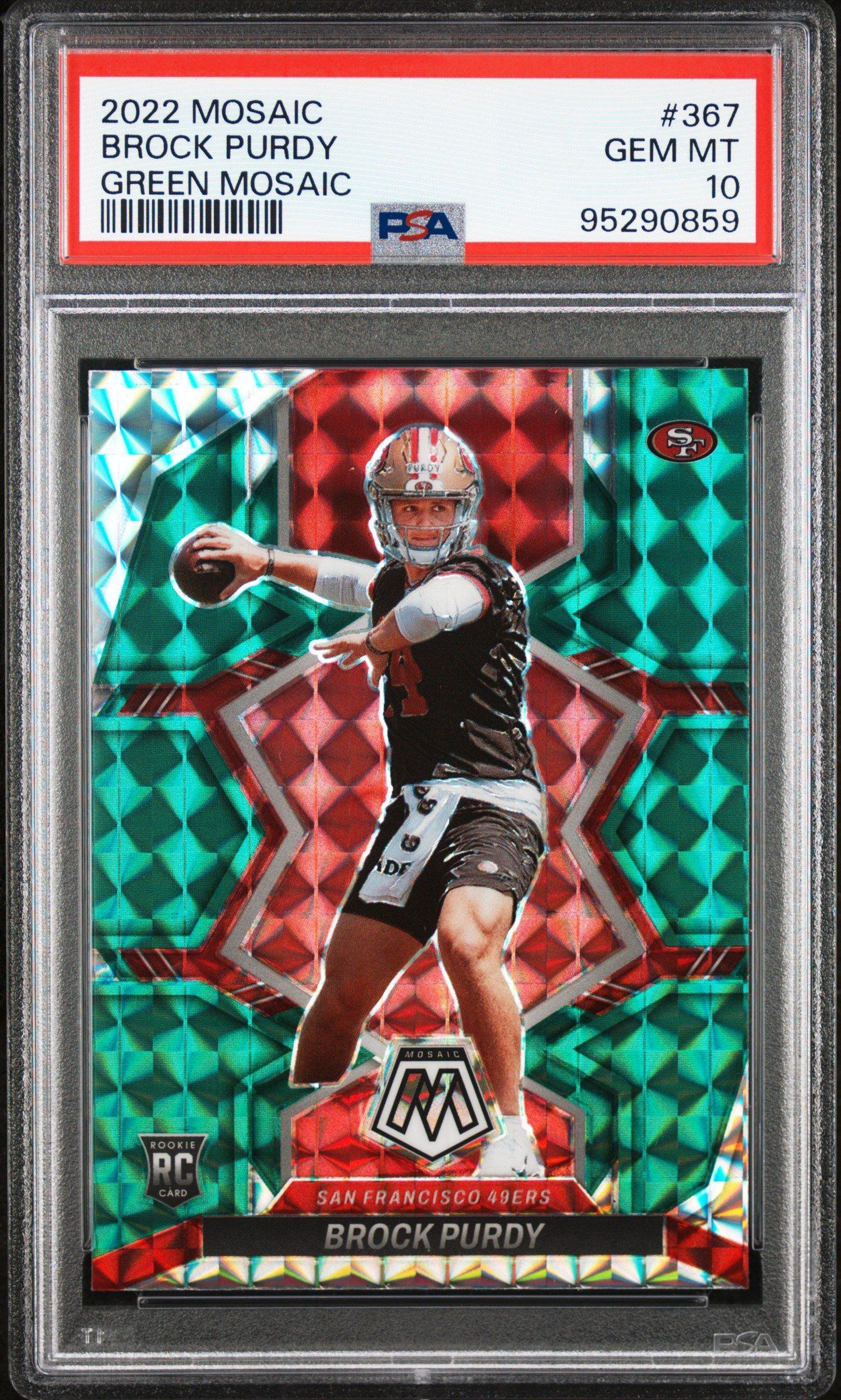 2022 Panini Mosaic 367 Brock Purdy Green Mosaic PSA 10 Graded Card