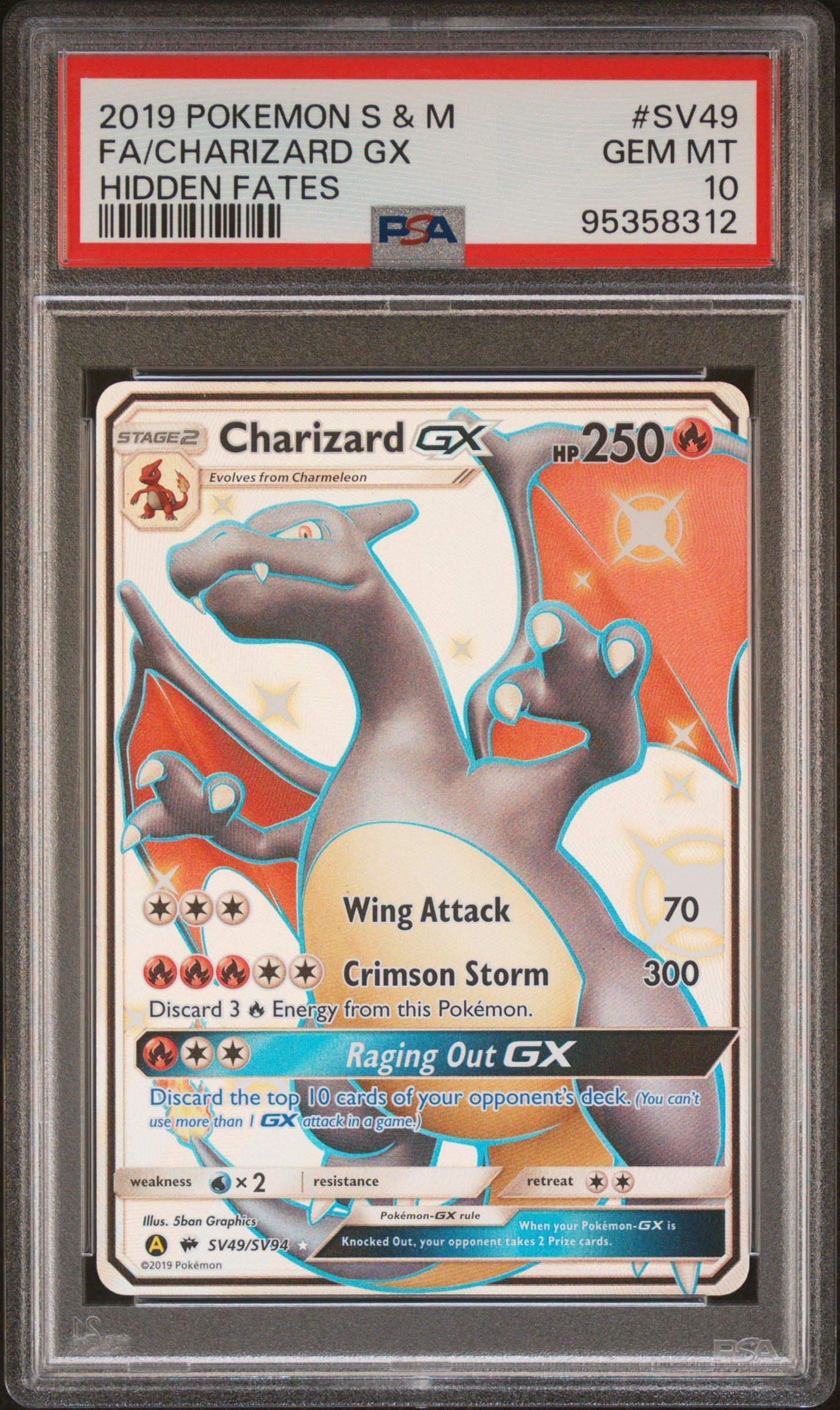 2019 Pokemon Sun & Moon Hidden Fates Sv49 Full Art/charizard Gx