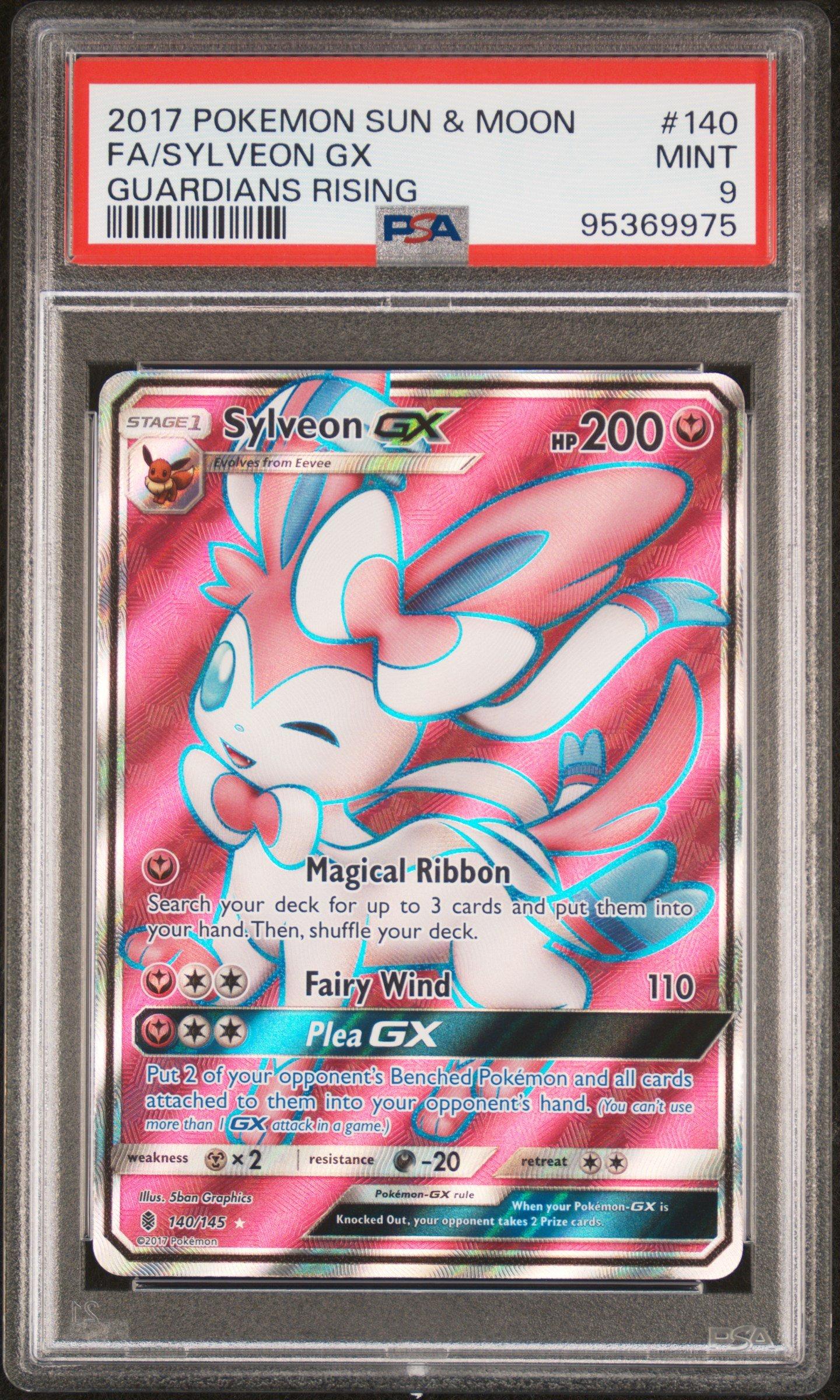 pokemon sylveon gx card POKEMON 2017 Sun Moon Guardians Rising SYLVEON GX #92 PSA 8 RARE