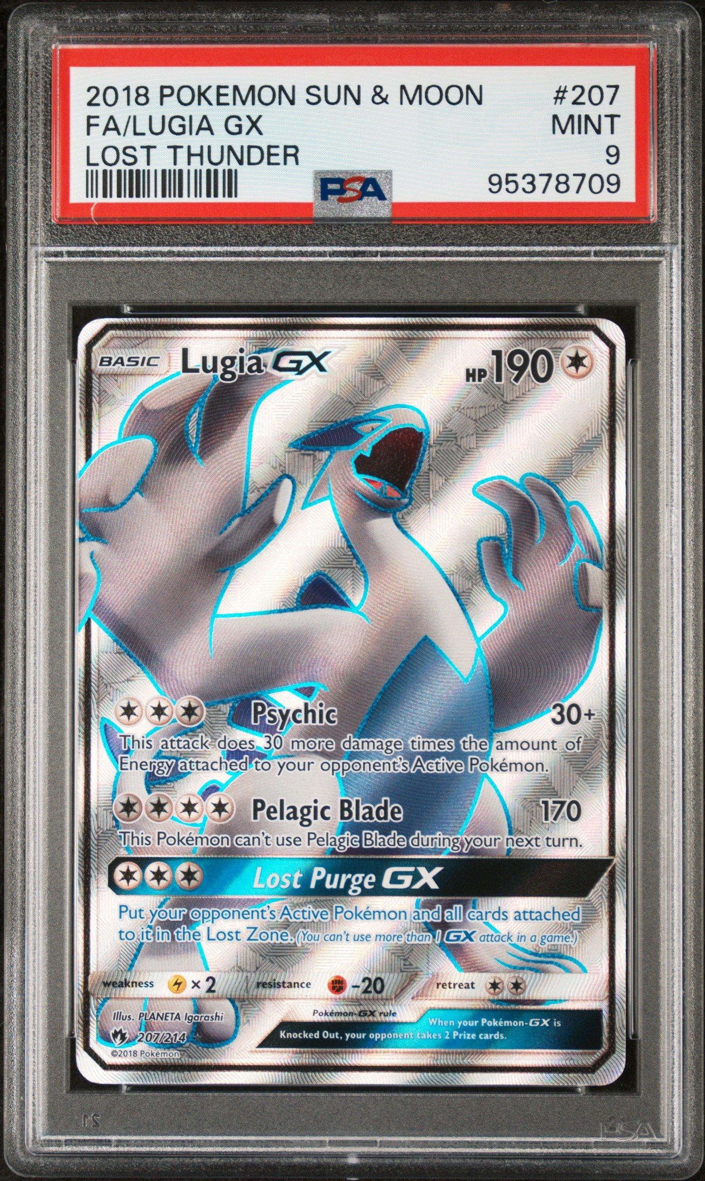 2018 Pokemon Sun & Moon Lost Thunder 207 Full Art/lugia Gx PSA 9