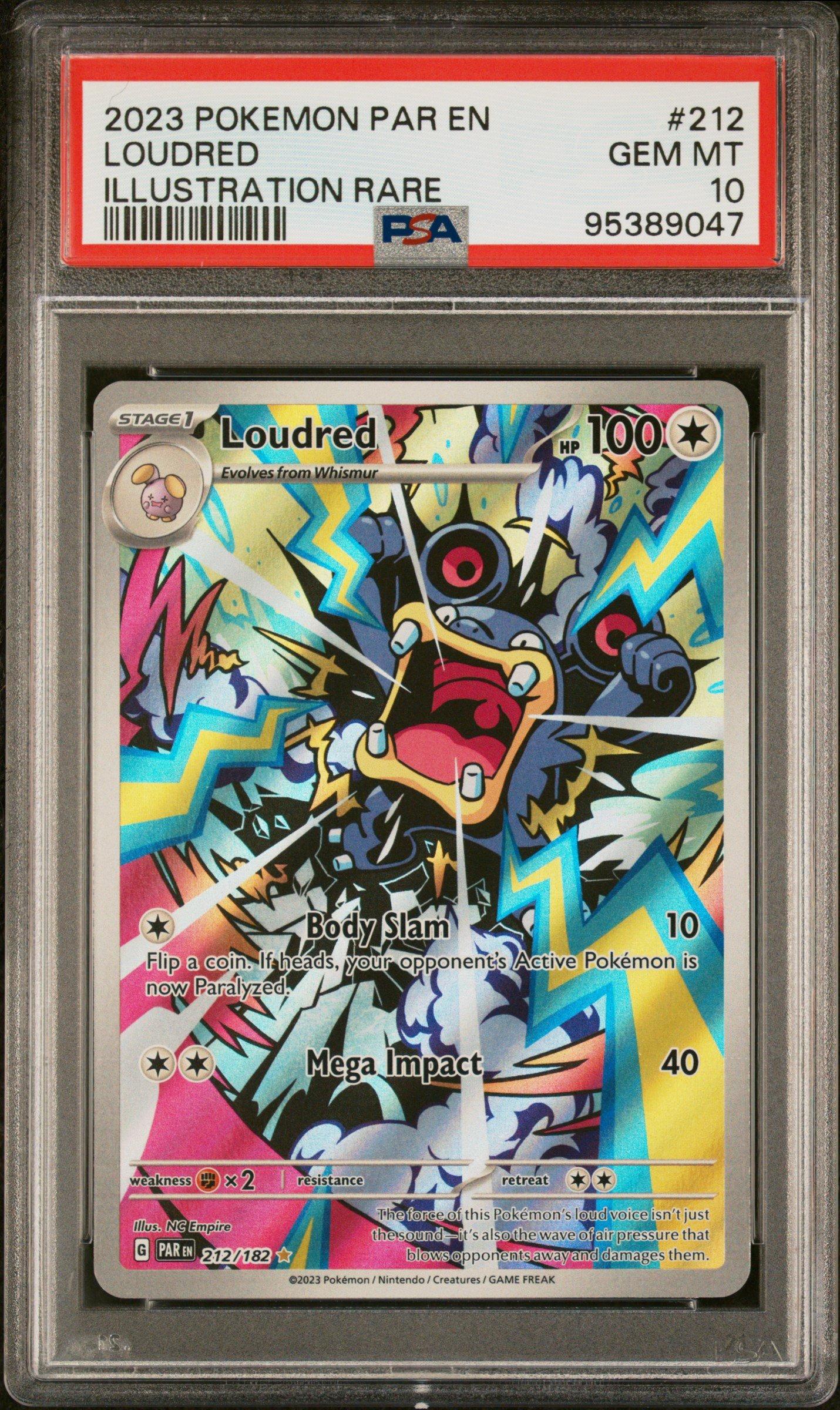 2023 Pokemon Par En-paradox Rift 212 Loudred Illustration Rare PSA