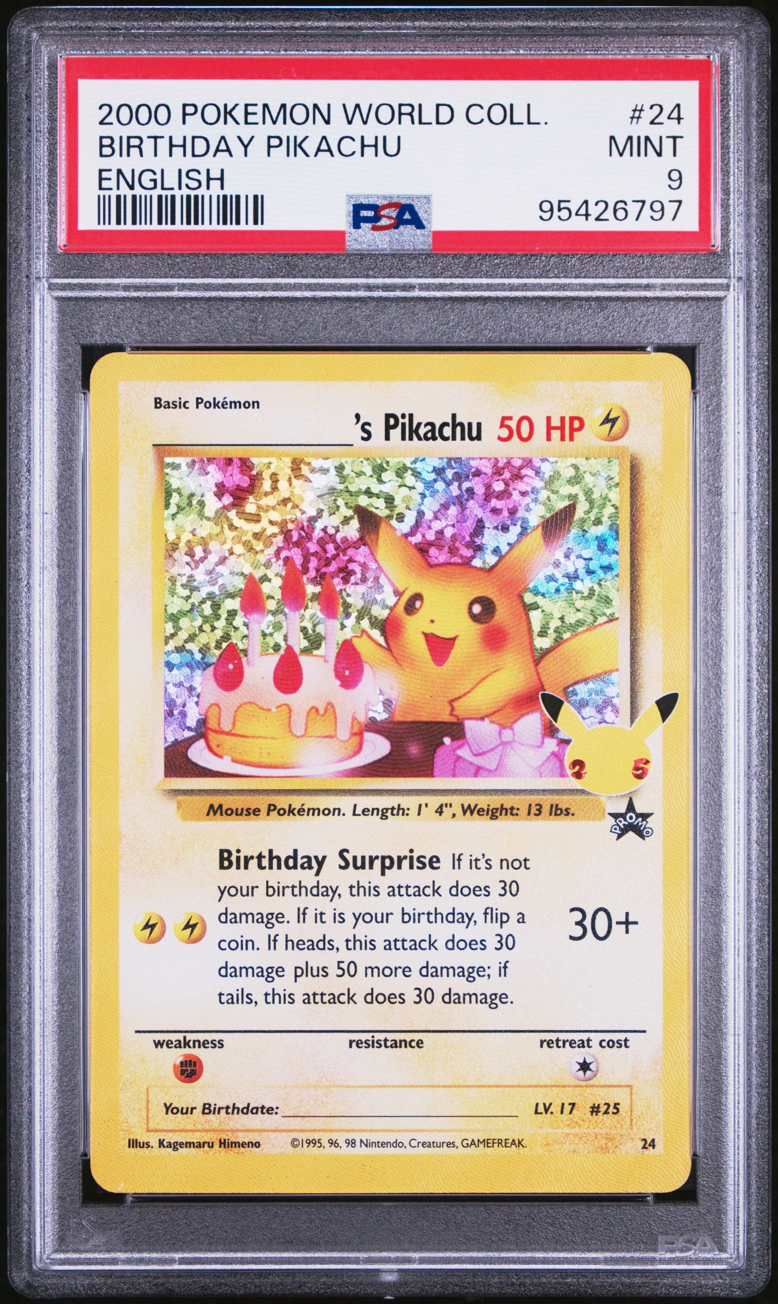 2000 Pokemon Pikachu World 24 Birthday Pikachu English PSA 9