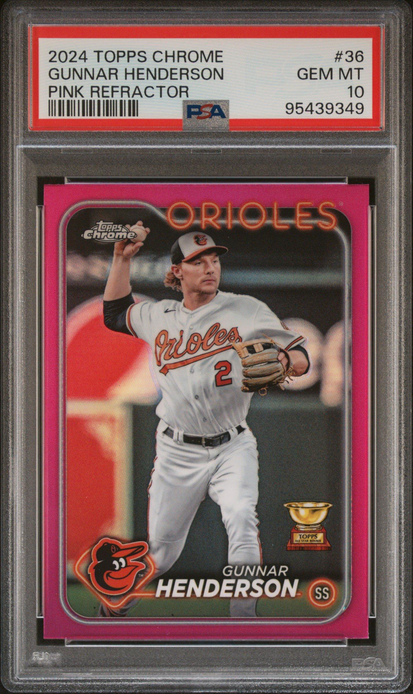 2024 Topps Chrome 36 Gunnar Henderson Pink Refractor PSA 10