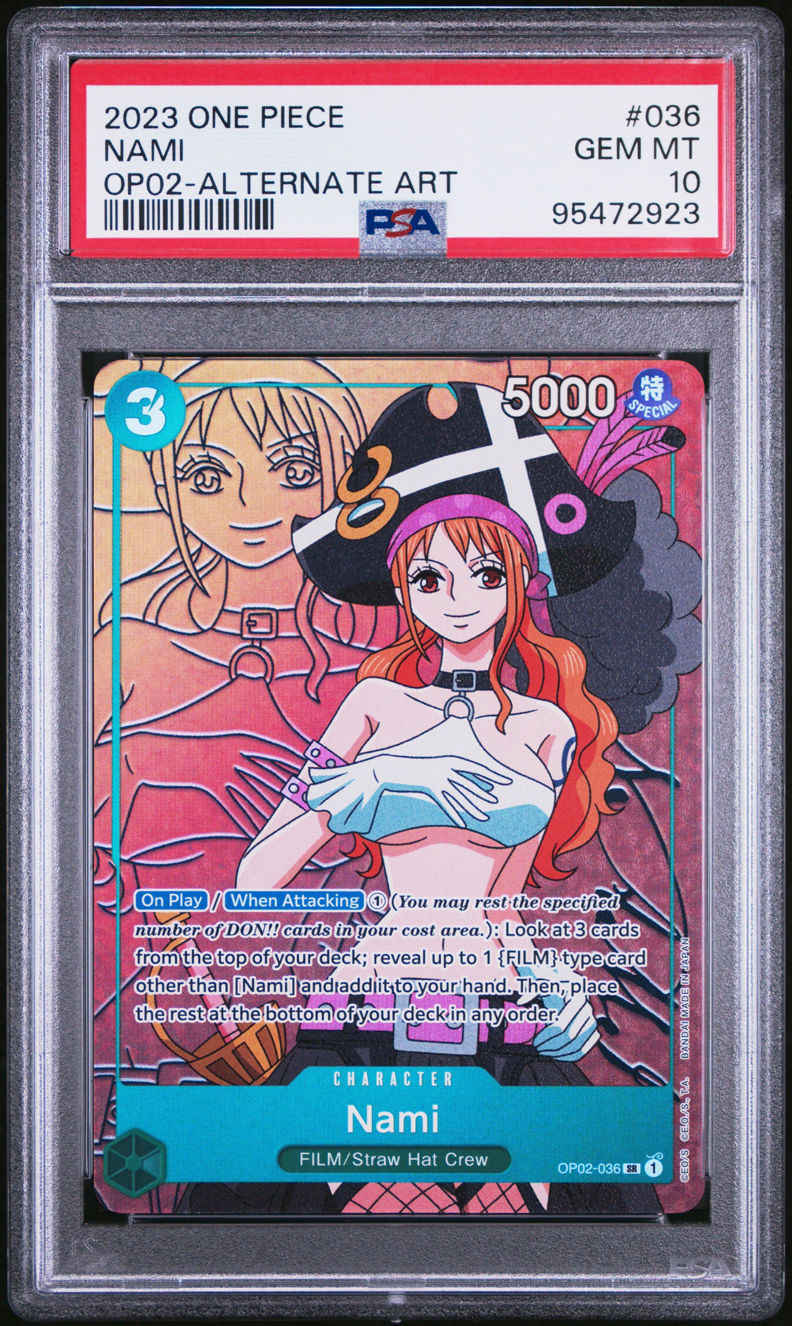 ワンピース カード OP02-ALTERNATEART #036 PSA10 2023 One Piece Op02-paramount War 036 Nami Alternate Art PSA 10