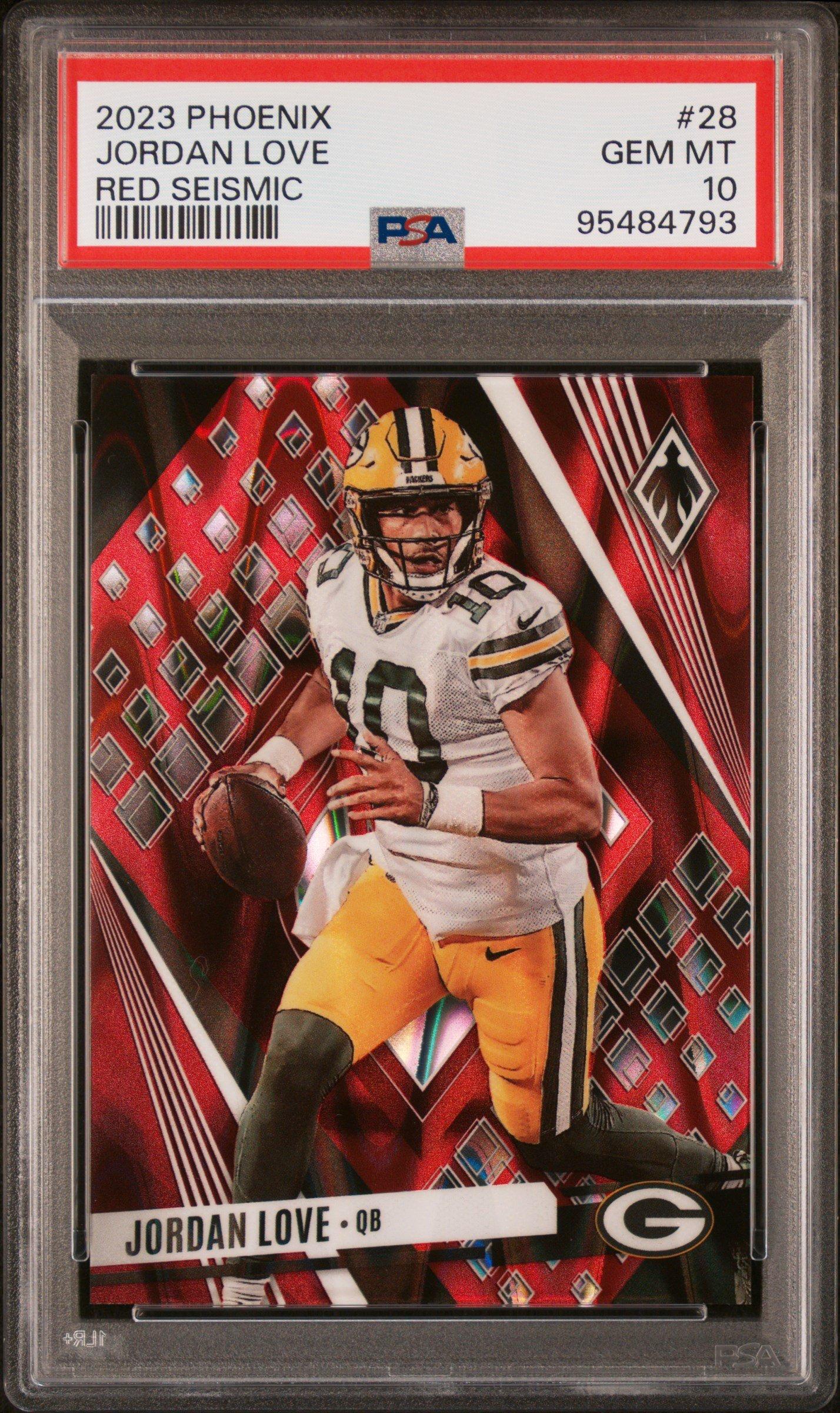 2023 Panini Phoenix 28 Jordan Love Red Seismic PSA 10