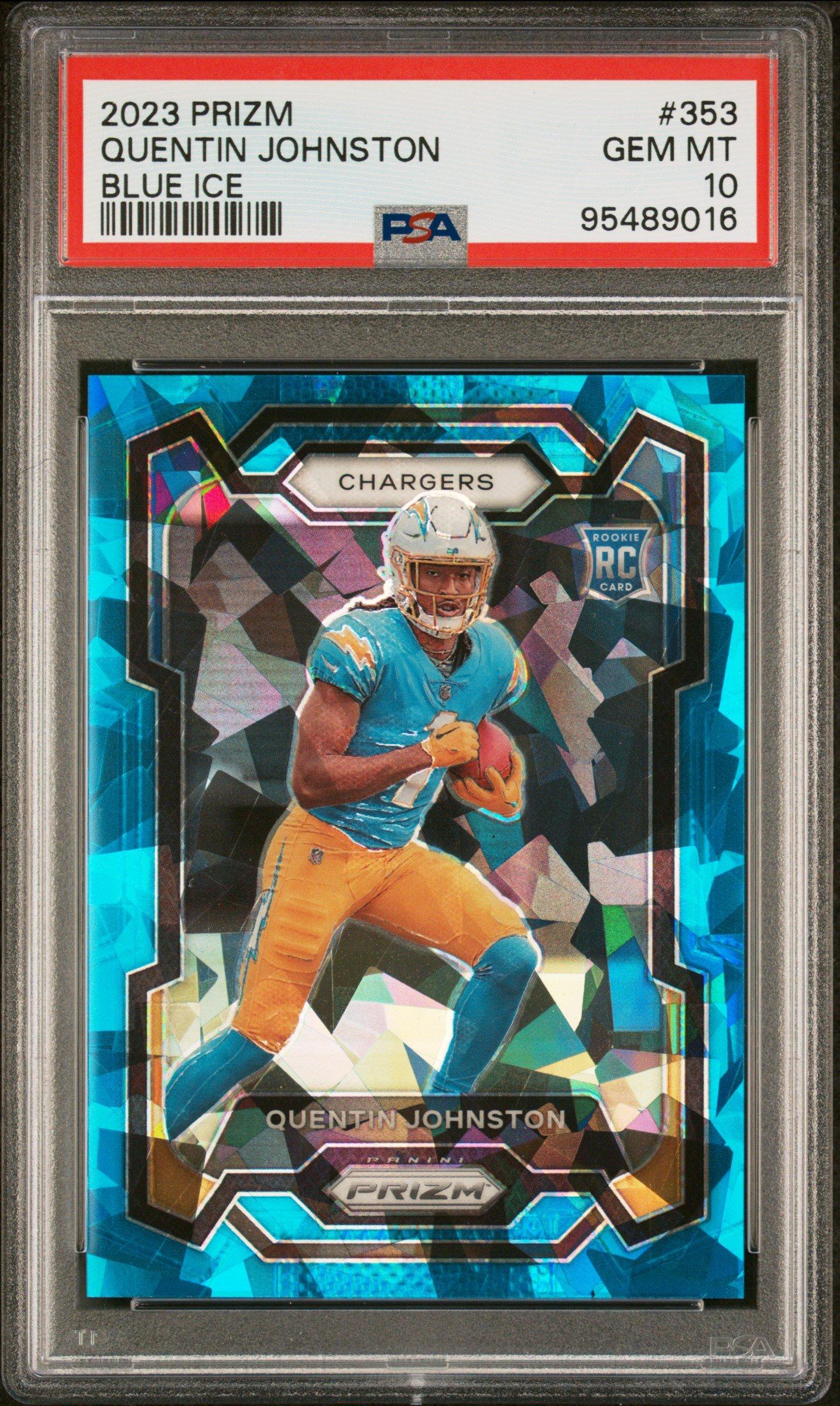 2023 Panini Prizm 353 Quentin Johnston Blue Ice PSA 10