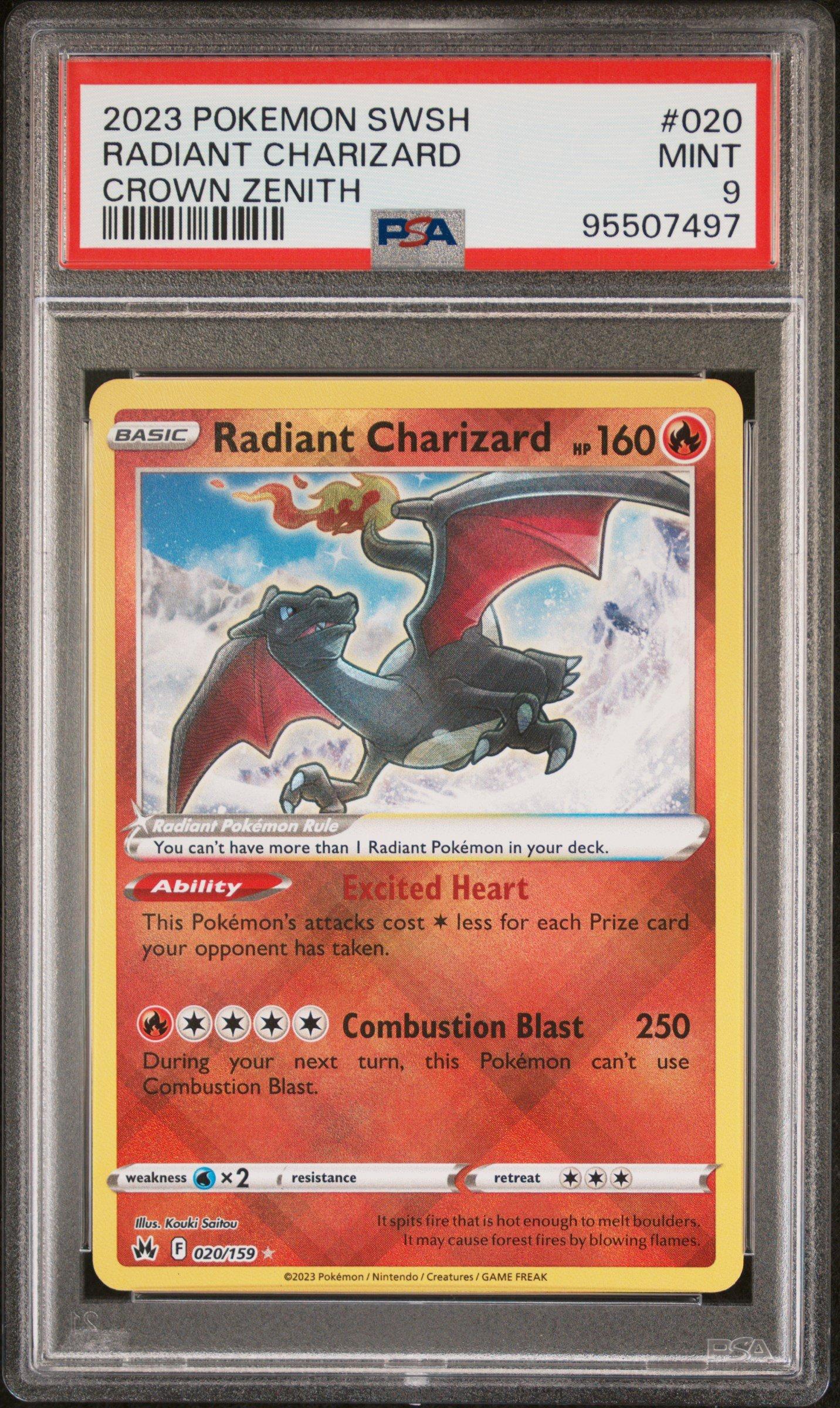 pokemon tcg crown zenith 020 159 radiant charizard card PSA 10 Featuring a striking image of the captivating character 2023 Pokemon Radiant Charizard 020/159