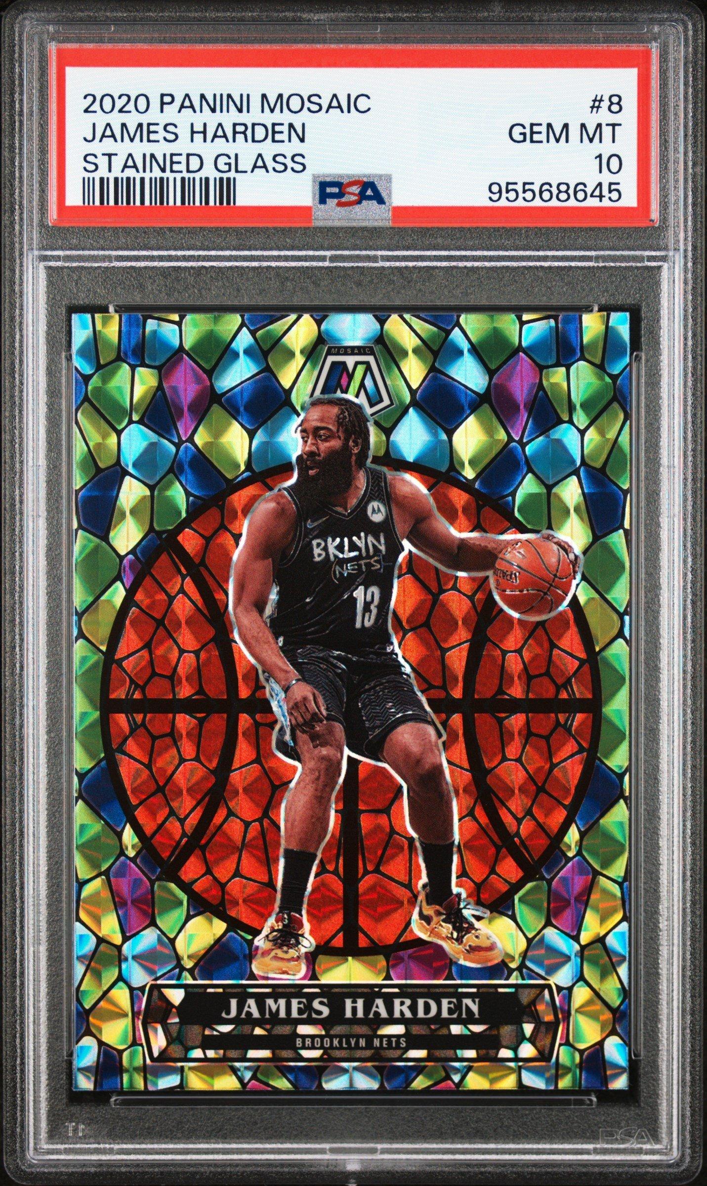2020 Panini Mosaic Stained Glass 8 James Harden PSA 10