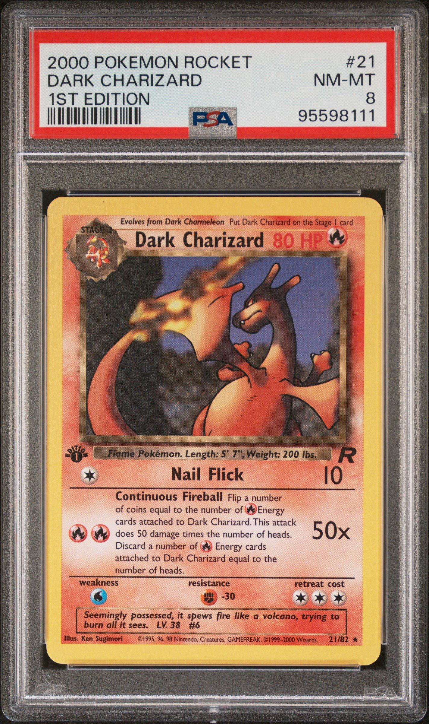 2000 Pokemon Rocket 21 Dark Charizard 1st Edition PSA 8 Graded
