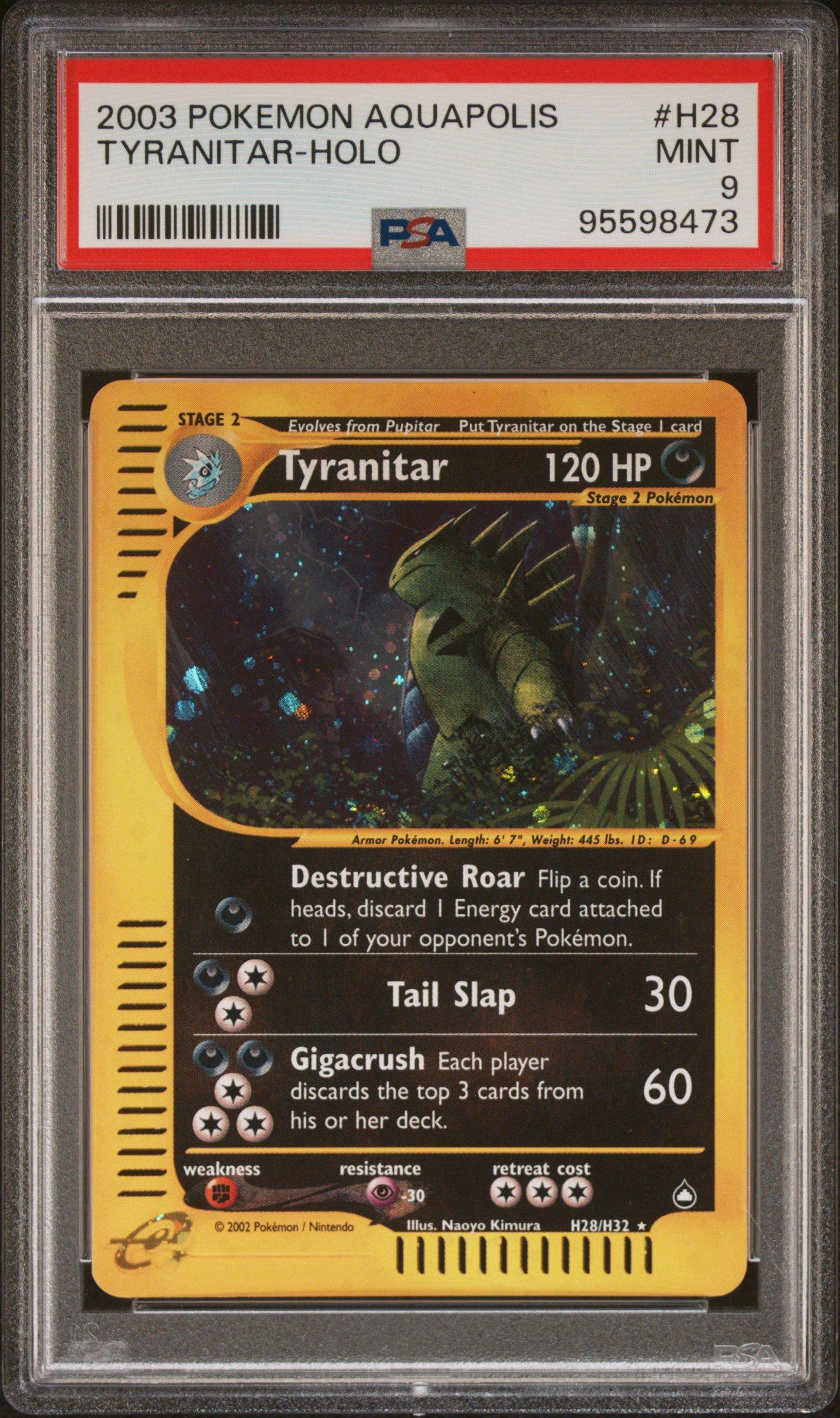 2003 Pokemon Aquapolis H28 Tyranitar-holo PSA 9